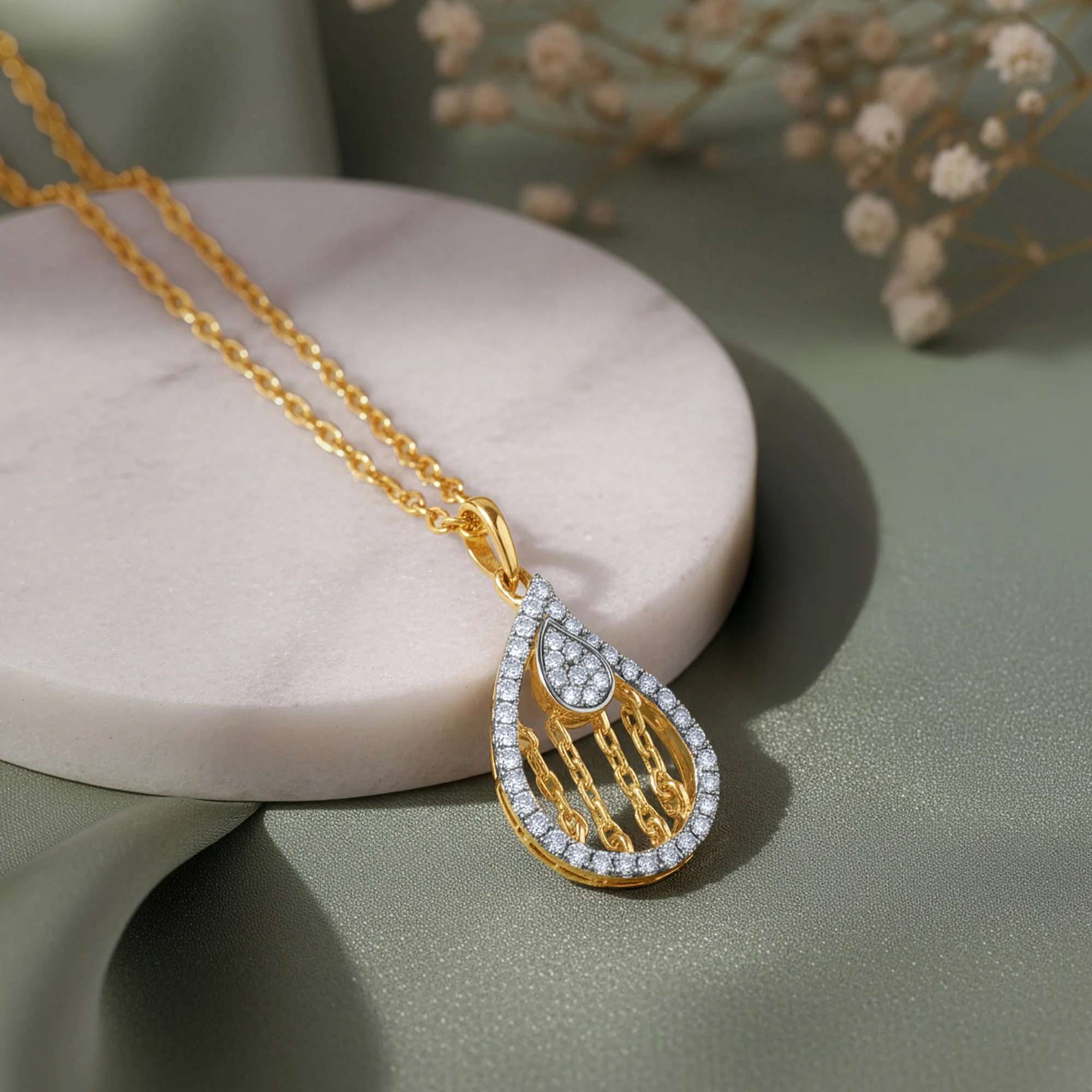 Gold Luma Teardrop Lab Grown Diamond Pendant - Image 2