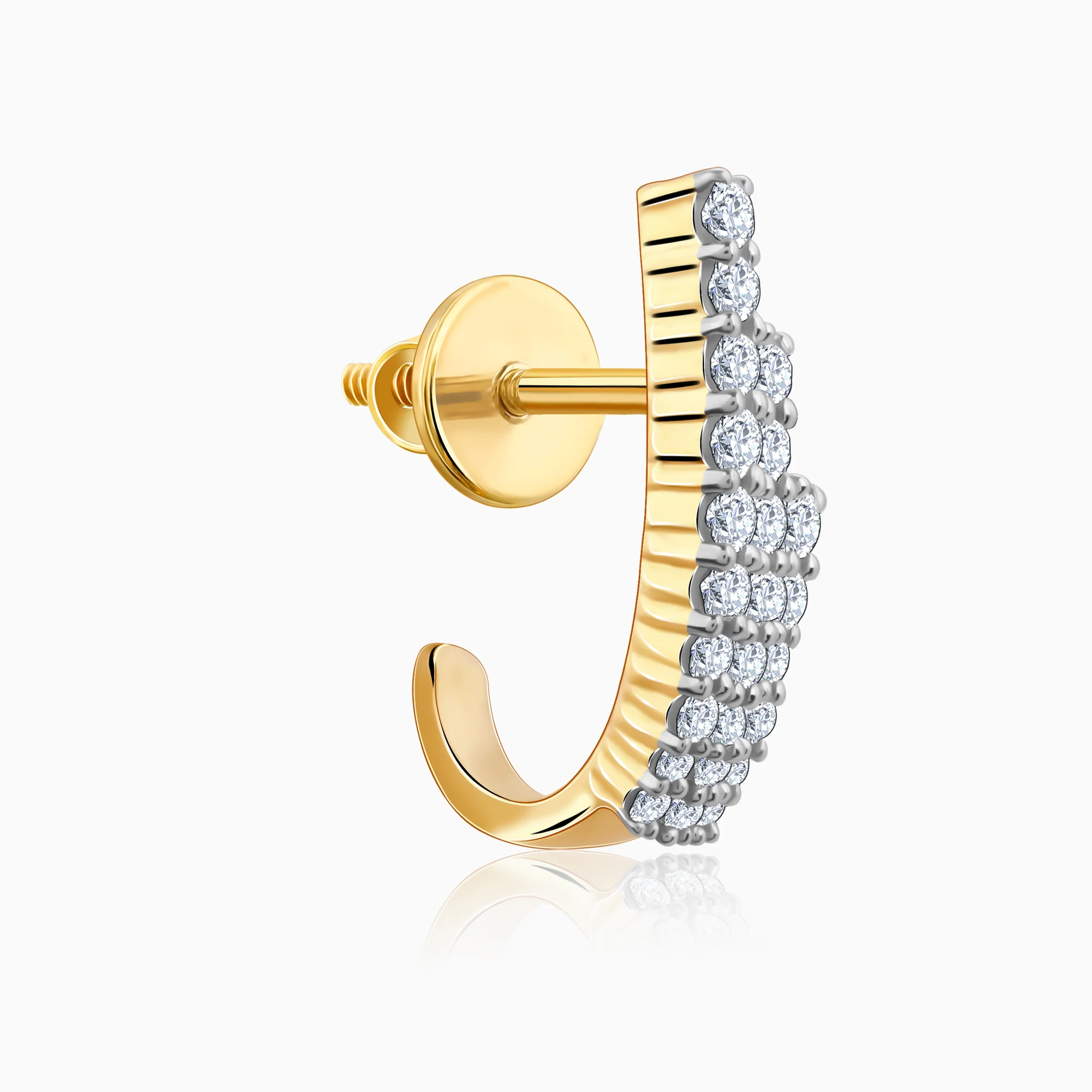 Gold Lumiere Lab Grown Diamond Semi Hoop Earrings - Image 4