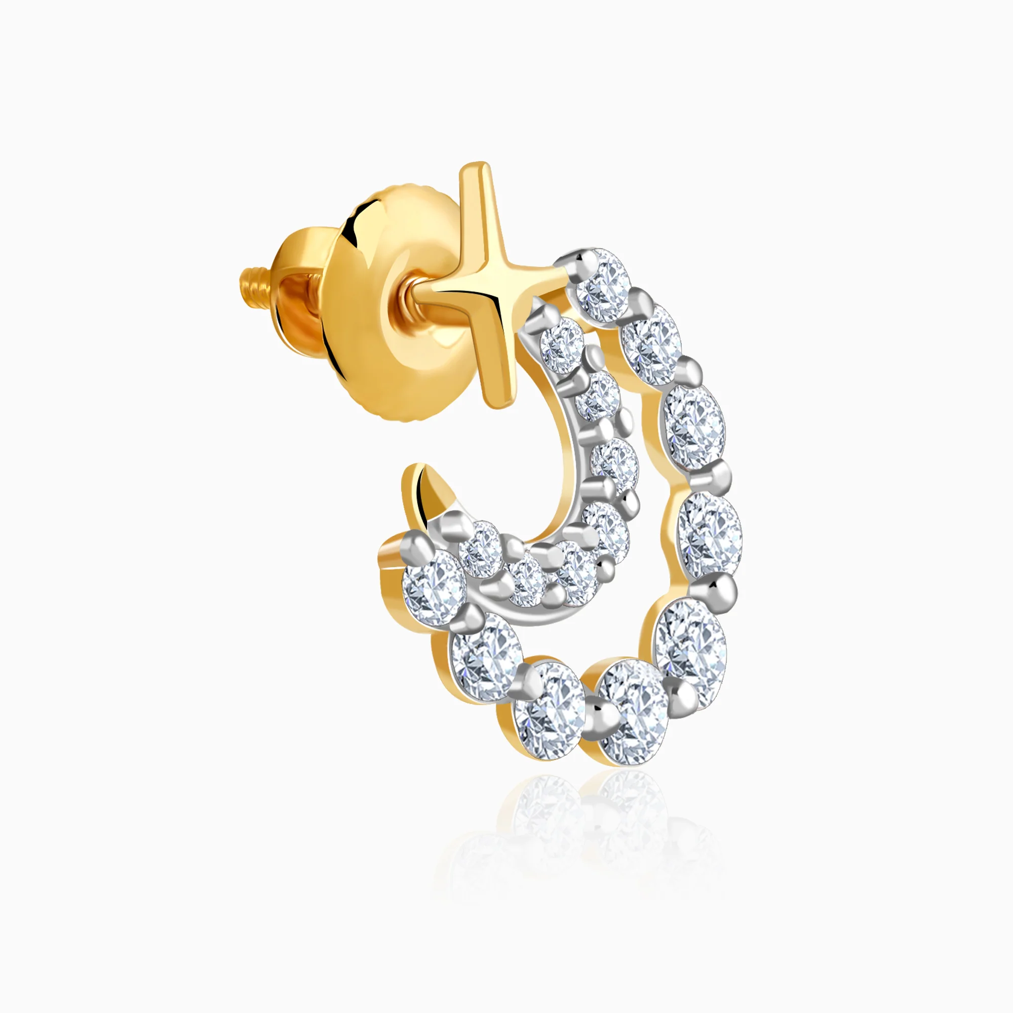 Gold Lunar Charm Lab Grown Diamond Earrings - Image 4