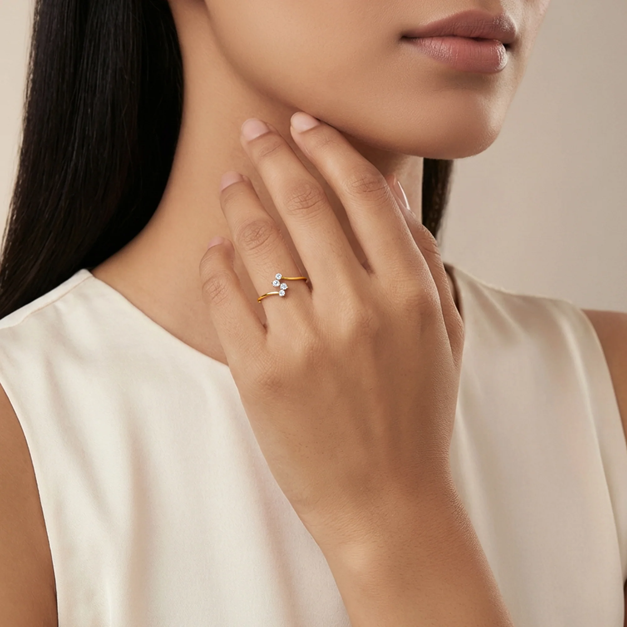 Gold Lustre Cross Lab Grown Diamond Ring (Size 12) - Image 3