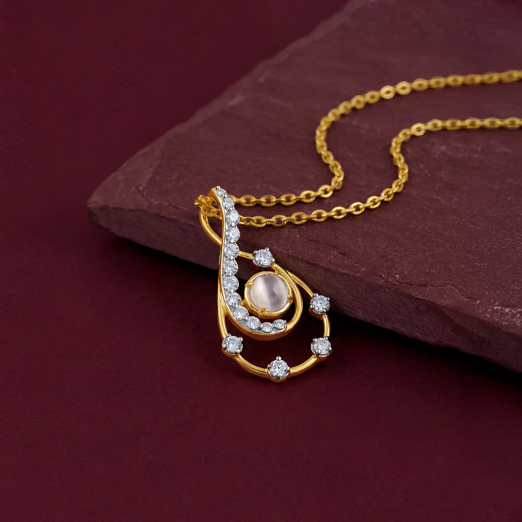 Gold Lustre Waves Lab Grown Diamond Pendant - Image 2
