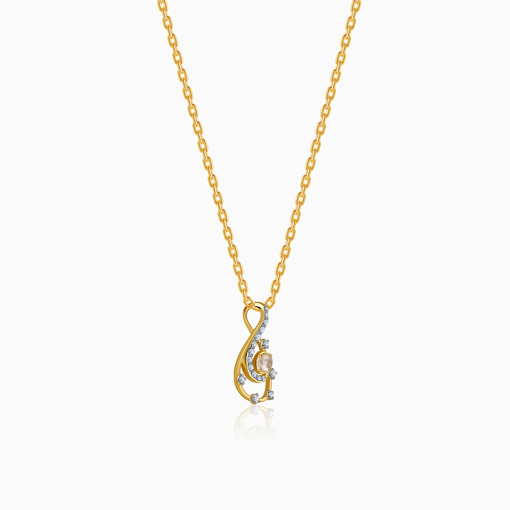 Gold Lustre Waves Lab Grown Diamond Pendant - Image 4