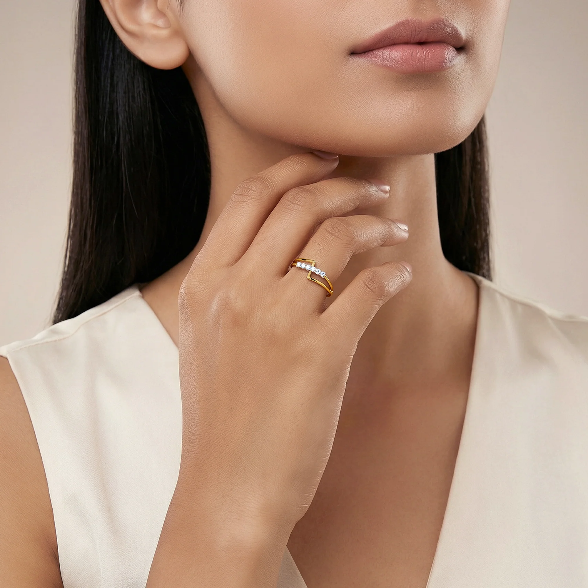 Gold Lustre Whirl Lab Grown Diamond Ring (Size 12) - Image 3