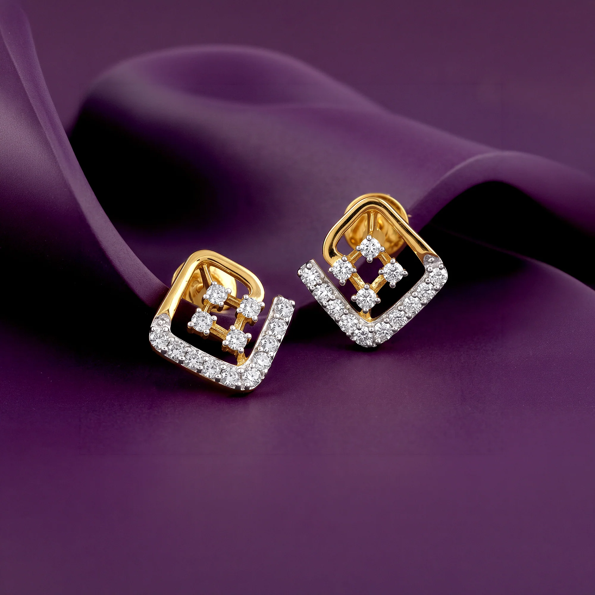Gold Lyra Lab Grown Diamond Earrings - Image 2