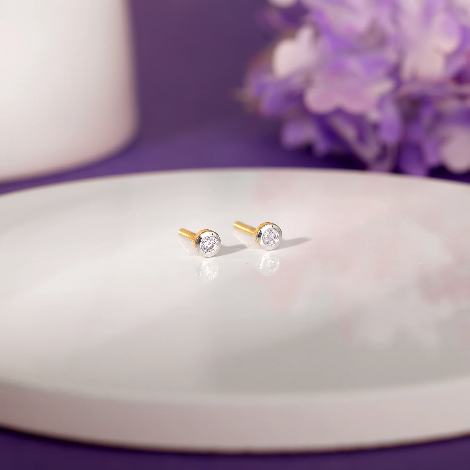 Gold Mimo Lab Grown Diamond Stud Earrings - Image 2