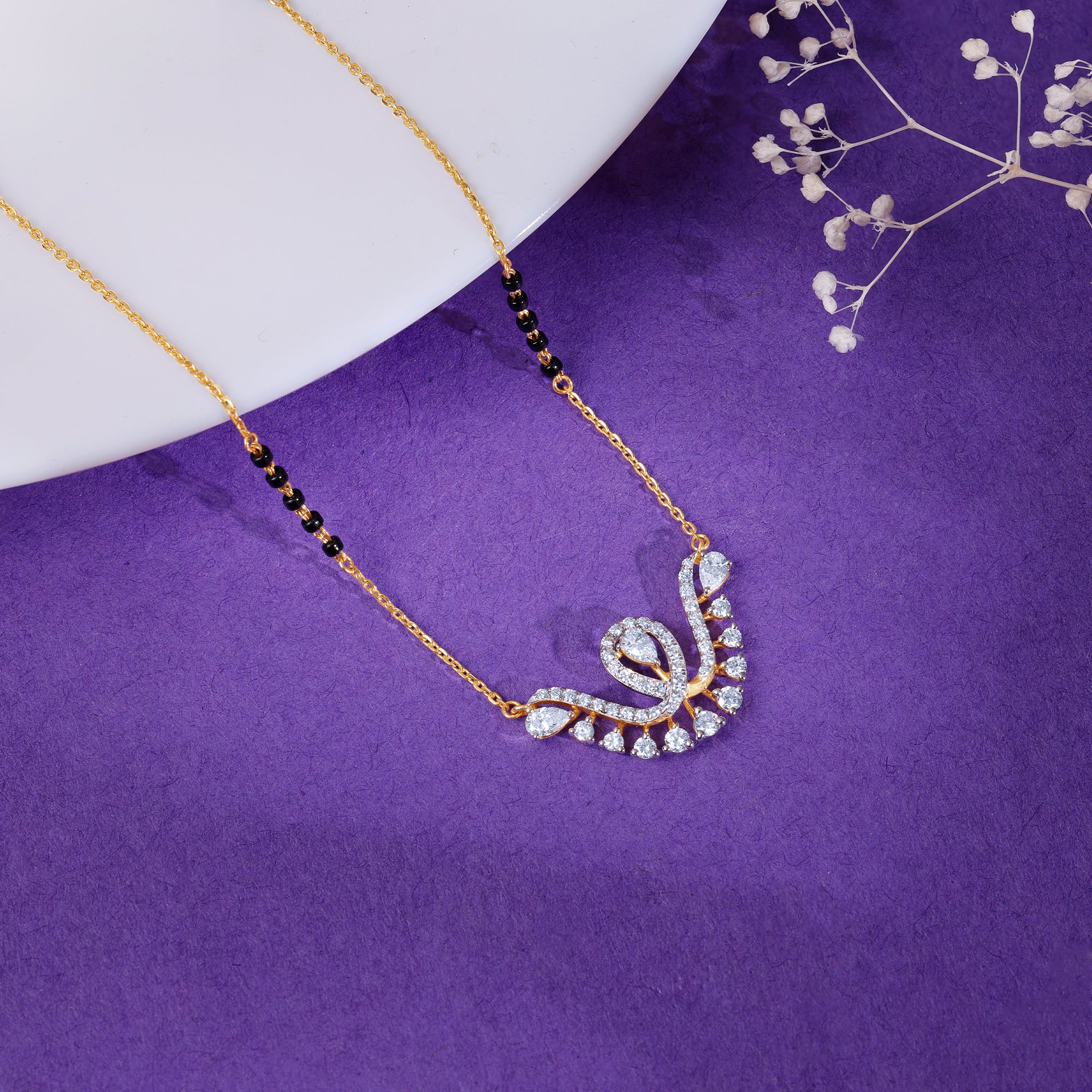 Gold Monica Lab Grown Diamond Mangalsutra - Image 2