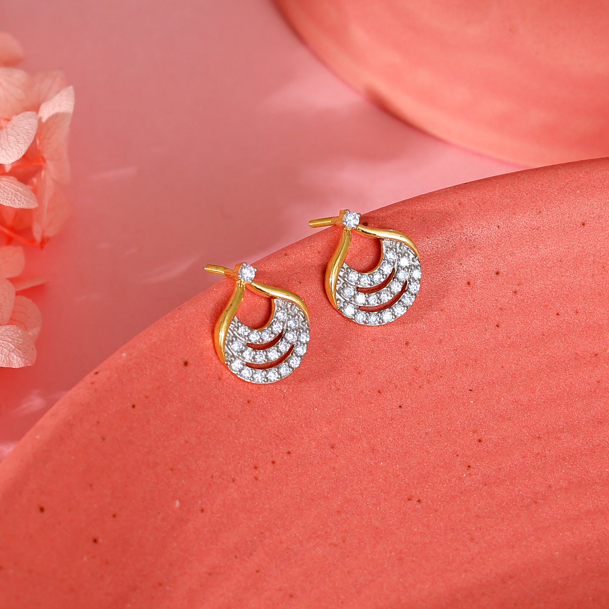Gold Moonbeam Diamond Earrings - Image 2