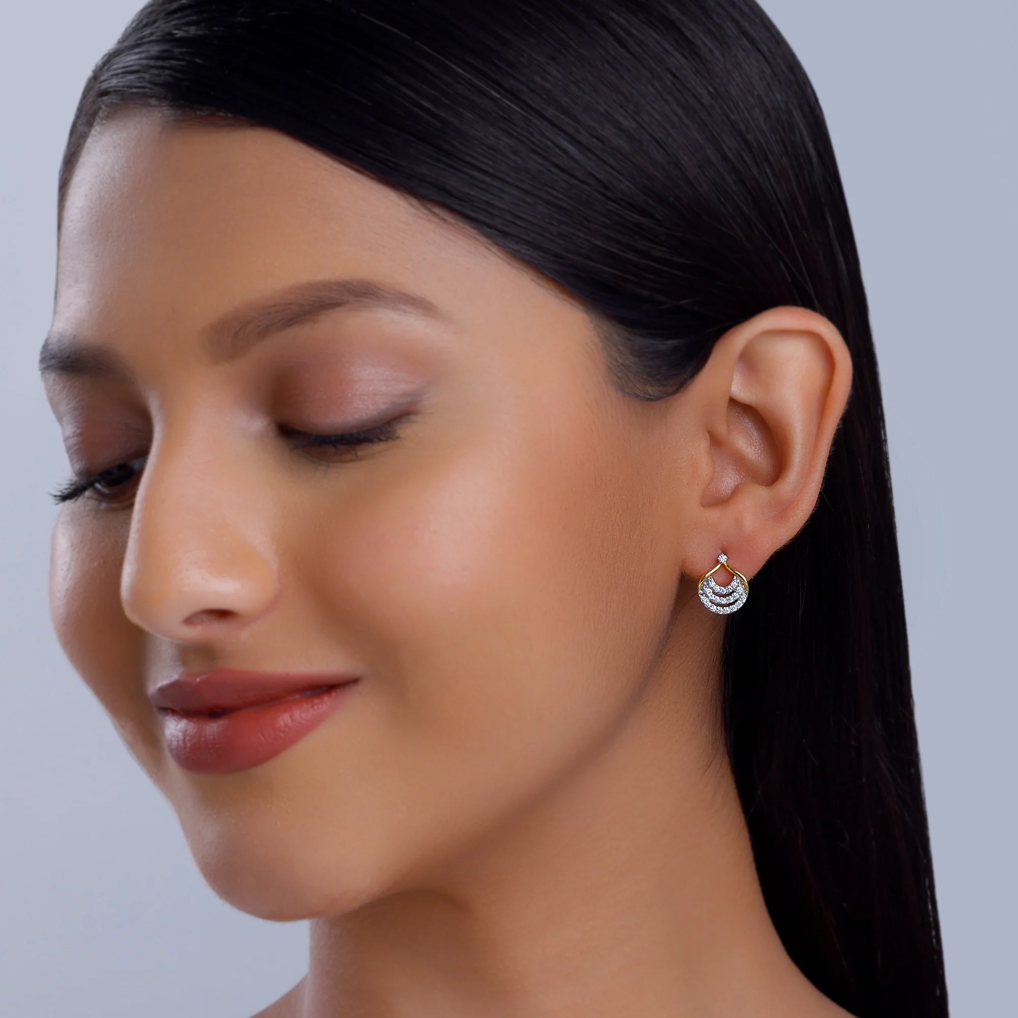 Gold Moonbeam Diamond Earrings - Image 3