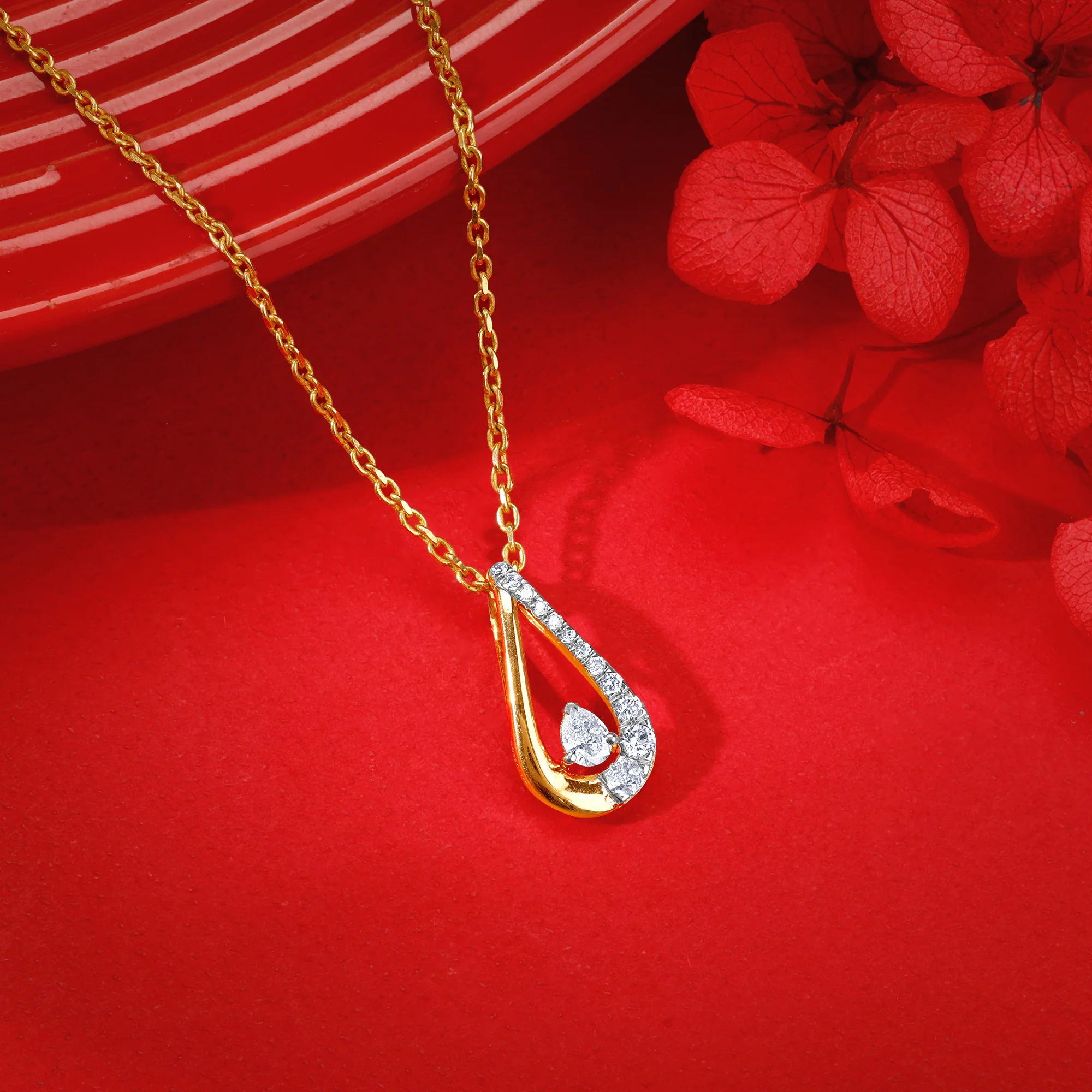 Gold Morning Driblet Lab Grown Diamond Pendant - Image 2