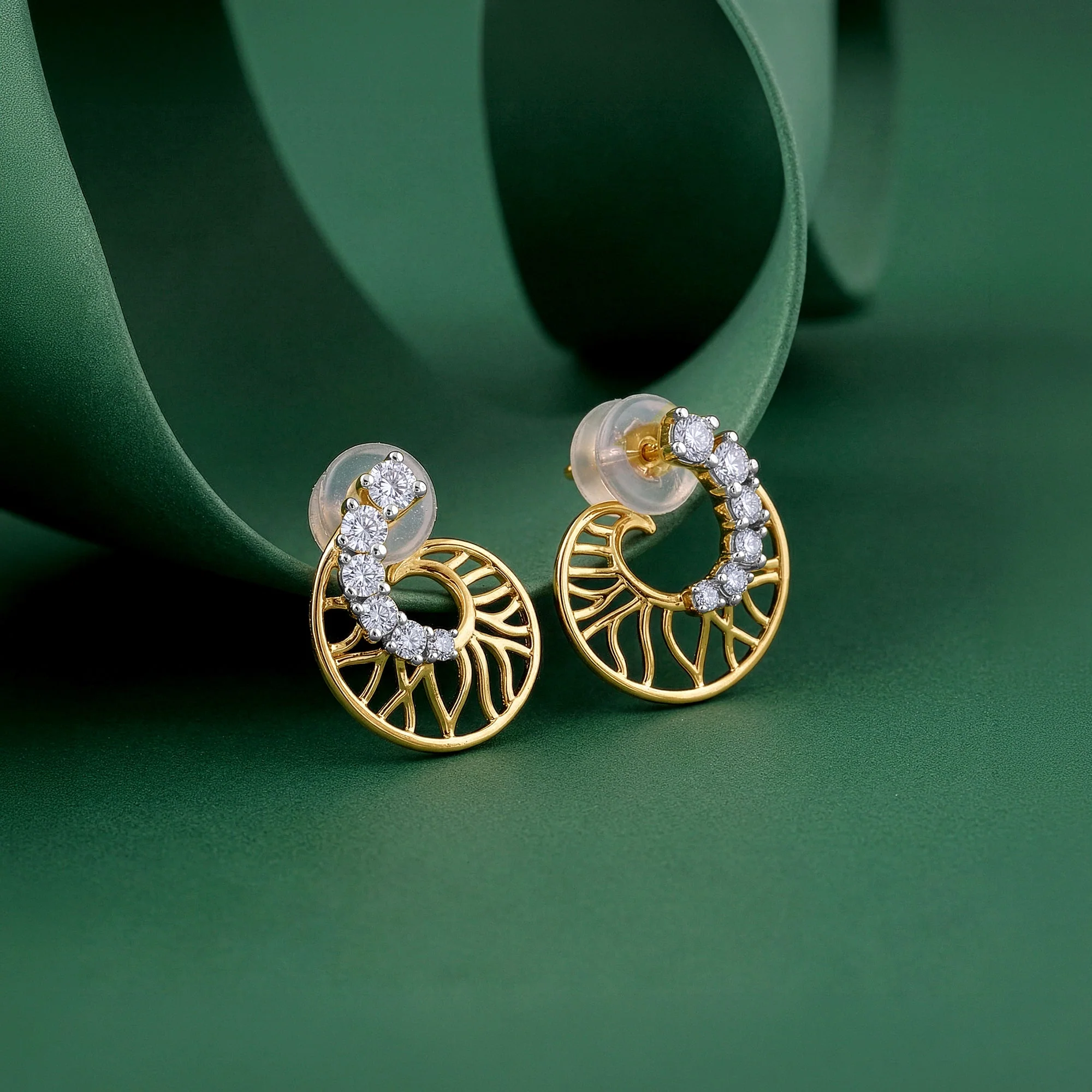 Gold Muguet Lab Grown Diamond Earrings - Image 2