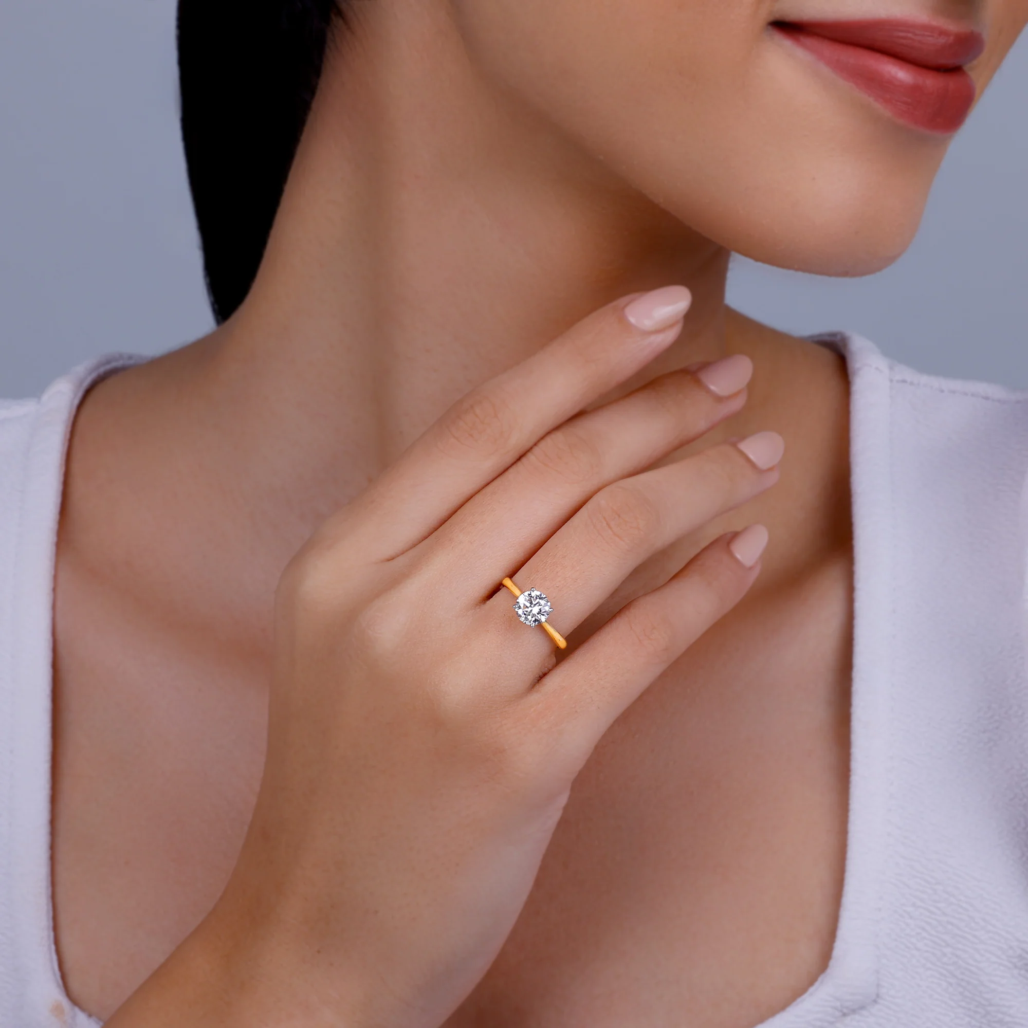 Gold Mystic Aura Solitaire Diamond Ring - Image 3