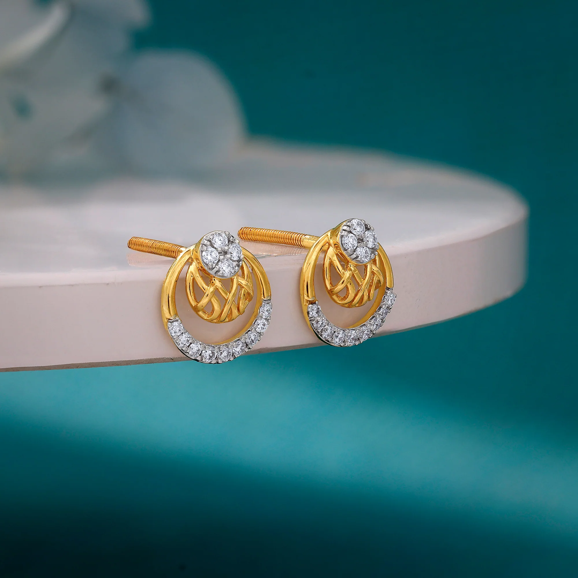 Gold Nightfall Circle Lab Grown Diamond Earrings - Image 2