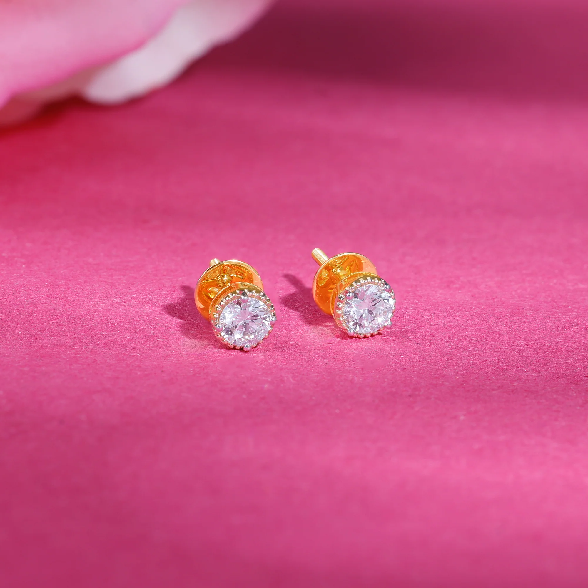Gold Nova Lab Grown Diamond Stud Earrings - Image 2