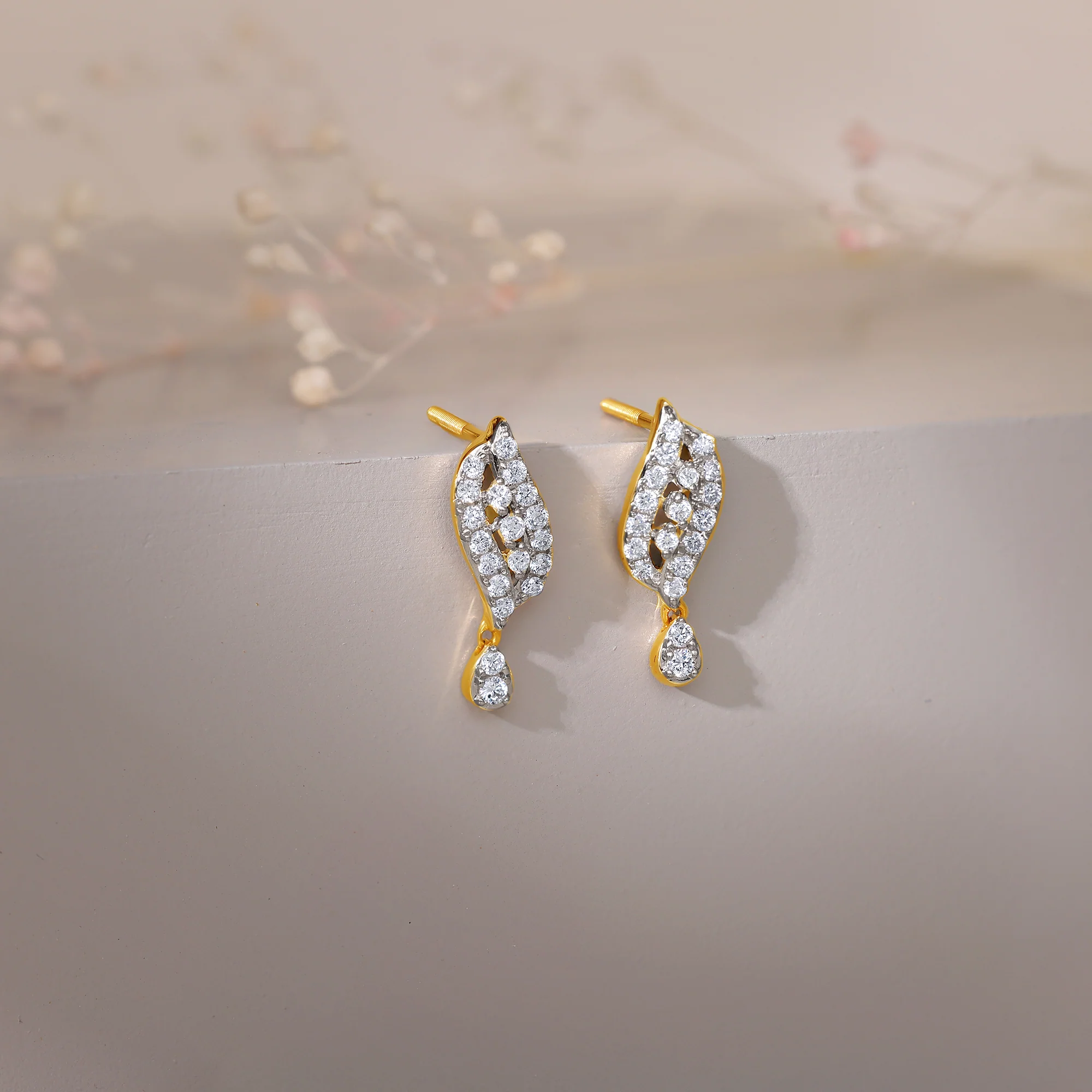 Gold Opulent Halo Diamond Earrings - Image 2
