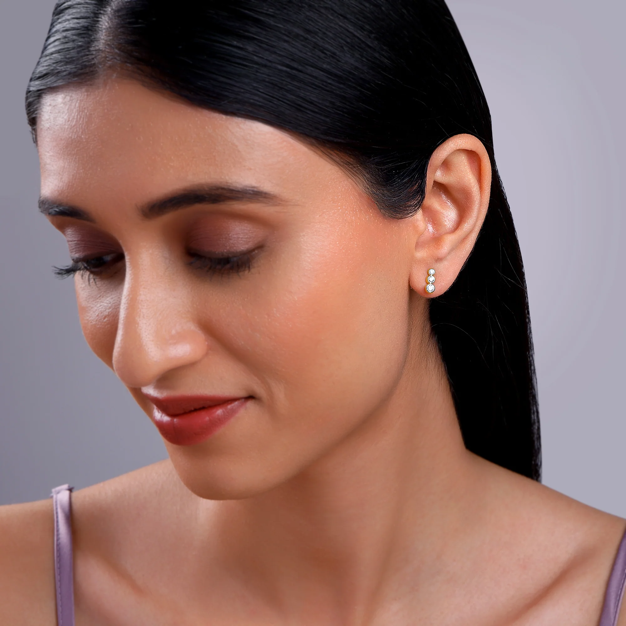 Gold Orvya Lab Grown Diamond Earrings - Image 3