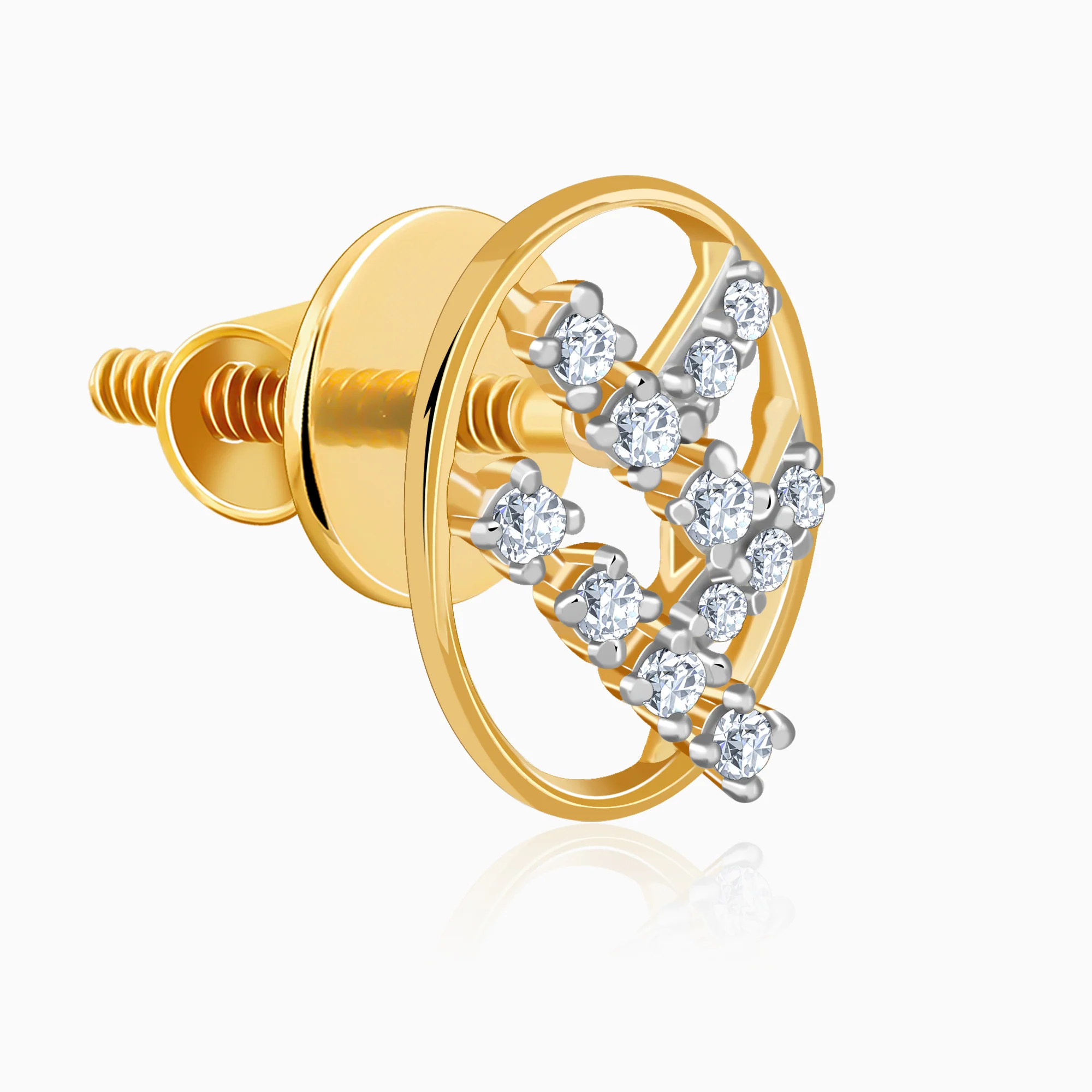 Gold Oval Lab Grown Diamond Stud Earrings - Image 4