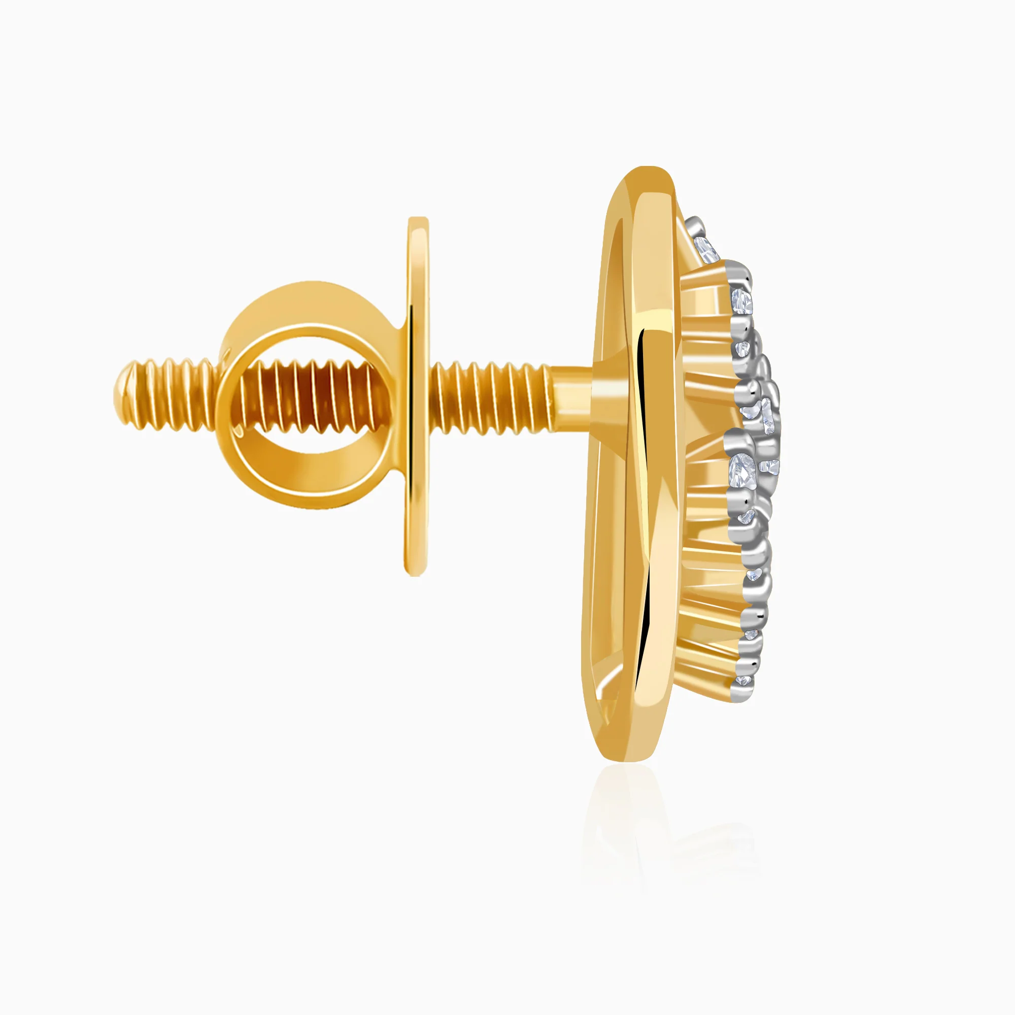Gold Oval Lab Grown Diamond Stud Earrings - Image 5