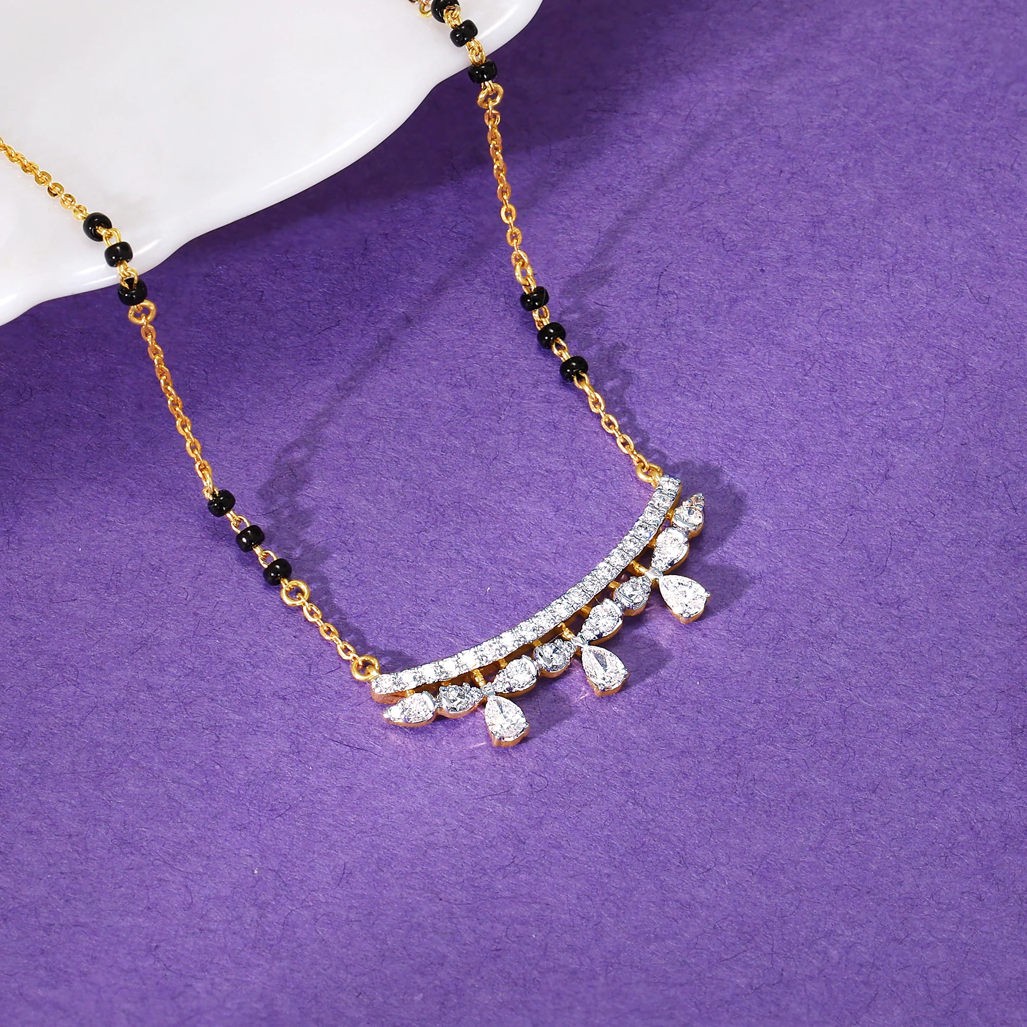 Gold Pavitra Lab Grown Diamond Mangalsutra - Image 2