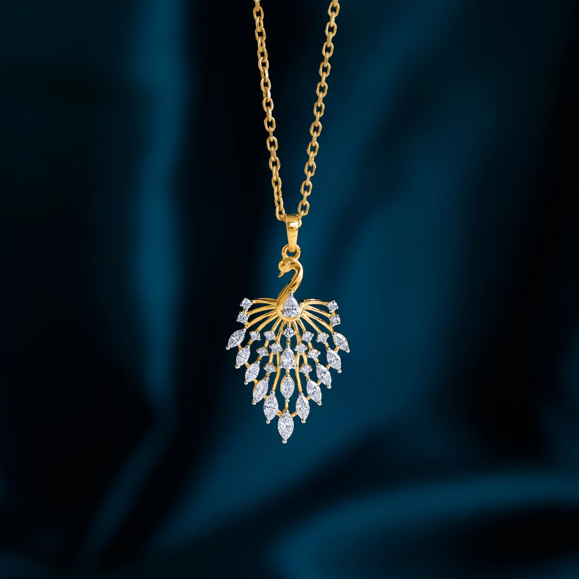 Gold Peacock Dance Lab Grown Diamond Pendant - Image 2