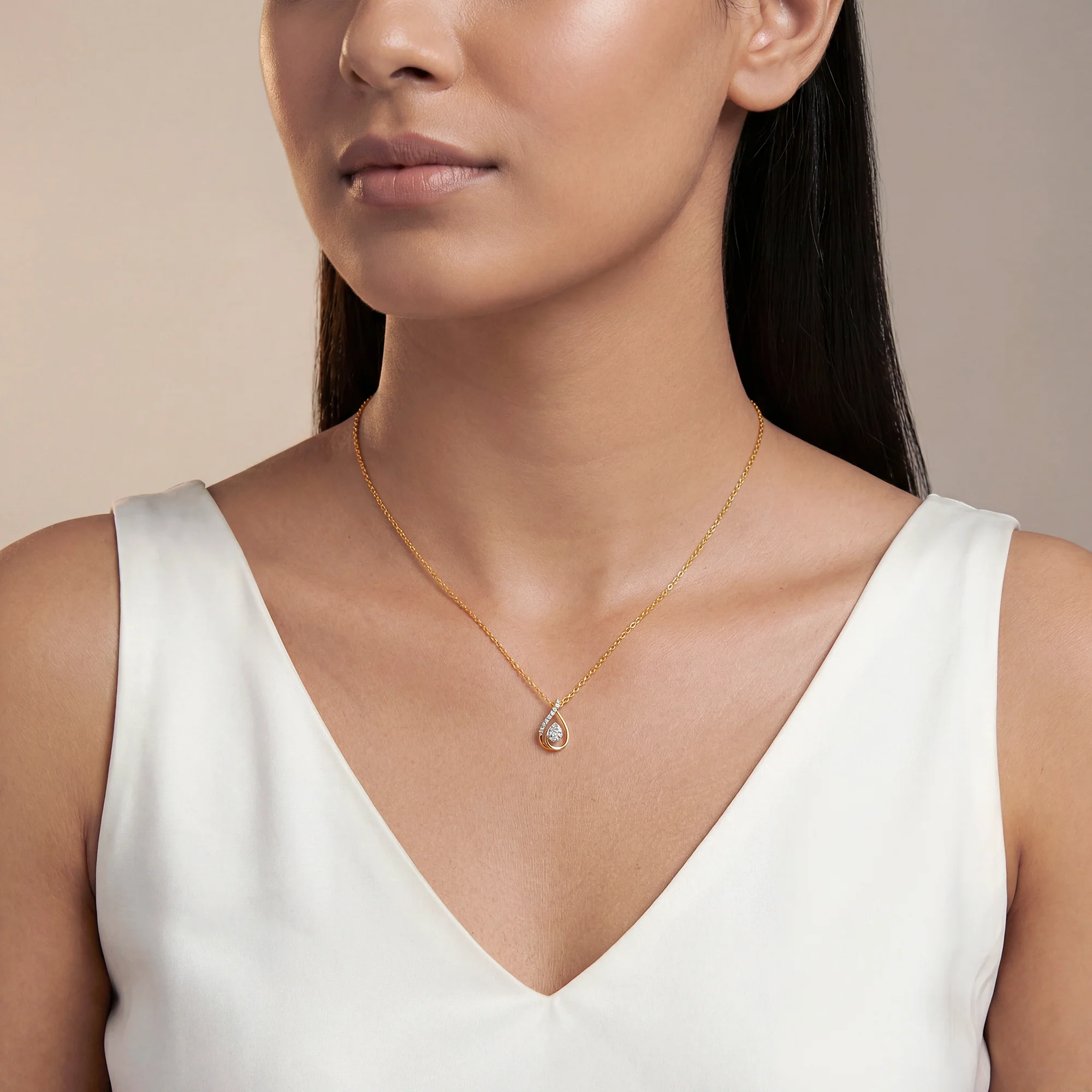 Gold Pear Within Lab Grown Diamond Pendant - Image 3