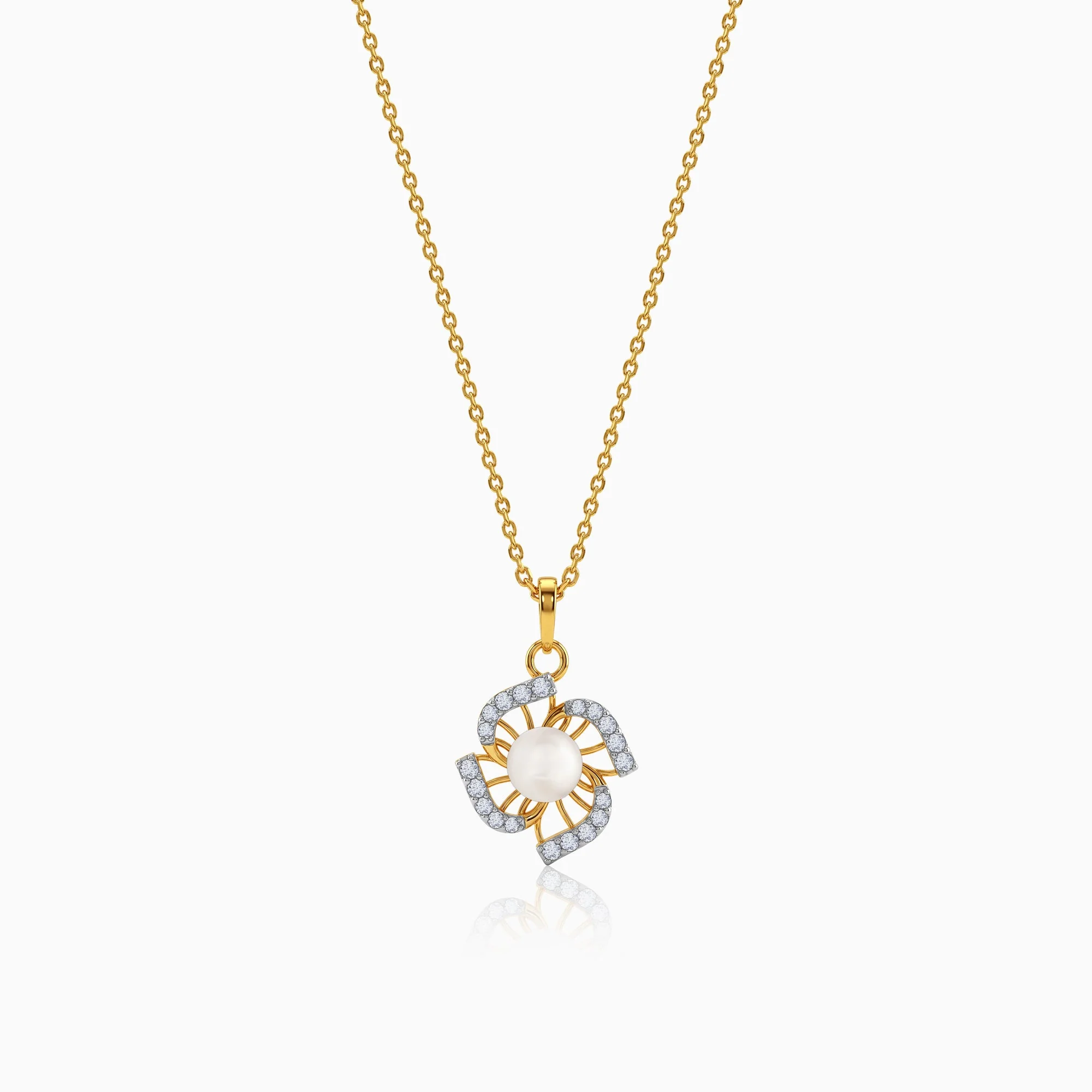 Gold Pearl of Fortune Lab Grown Diamond Pendant