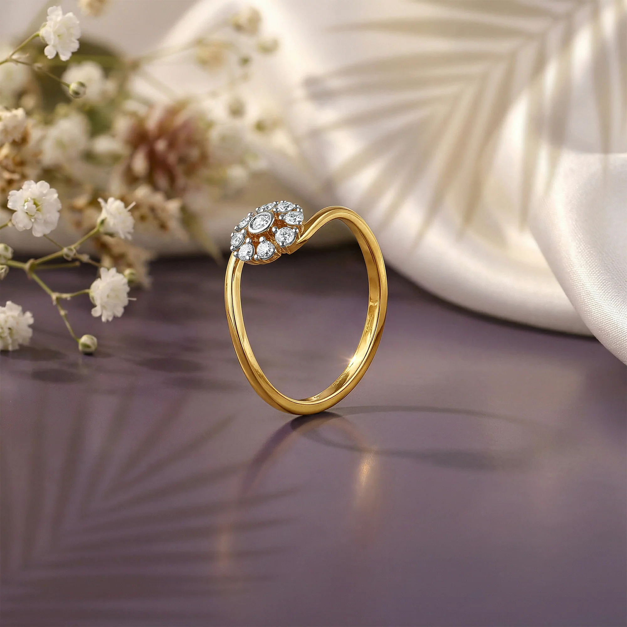 Gold Petal Confluence Lab Grown Diamond Ring (Size 12) - Image 2