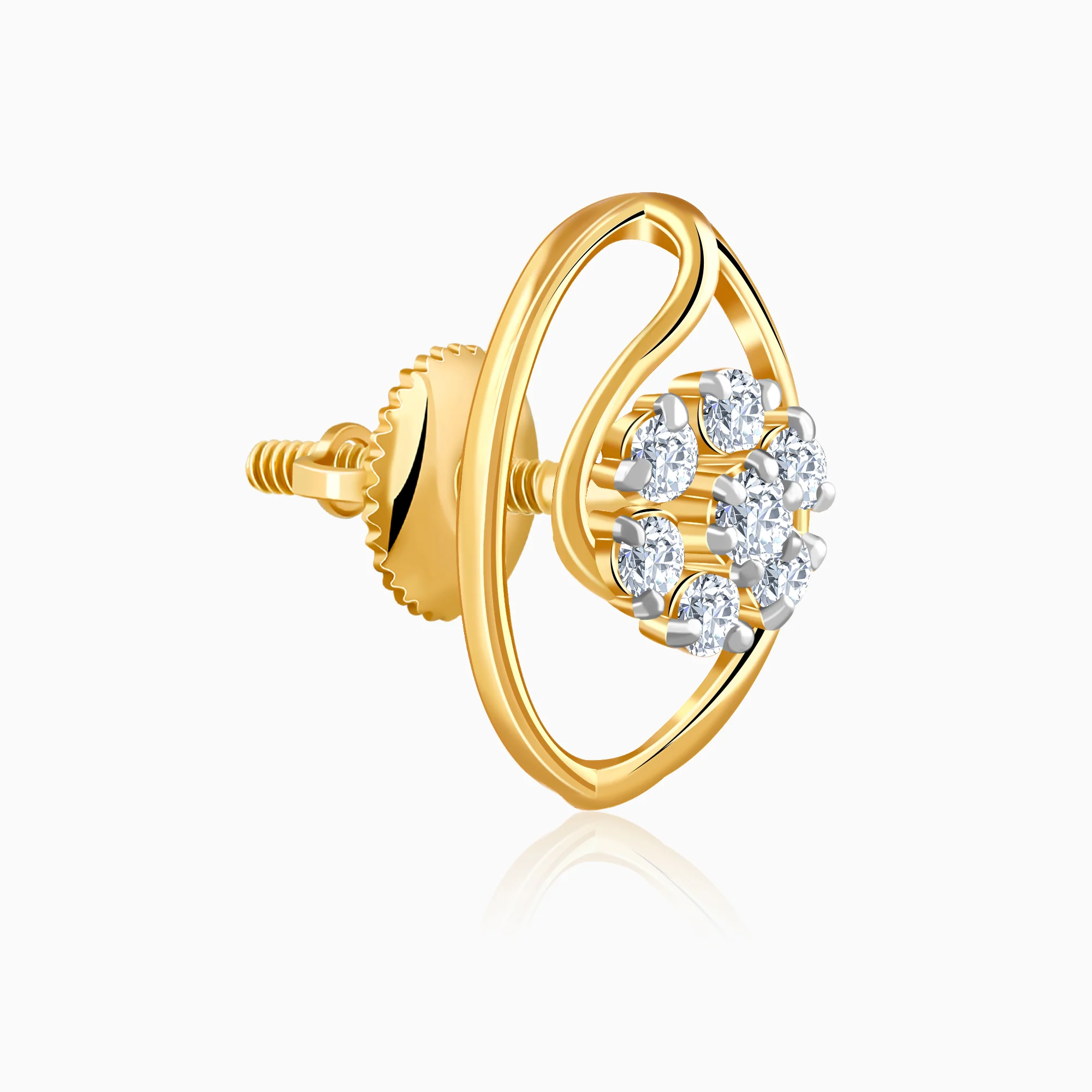 Gold Petal Poise Lab Grown Diamond Earrings - Image 4