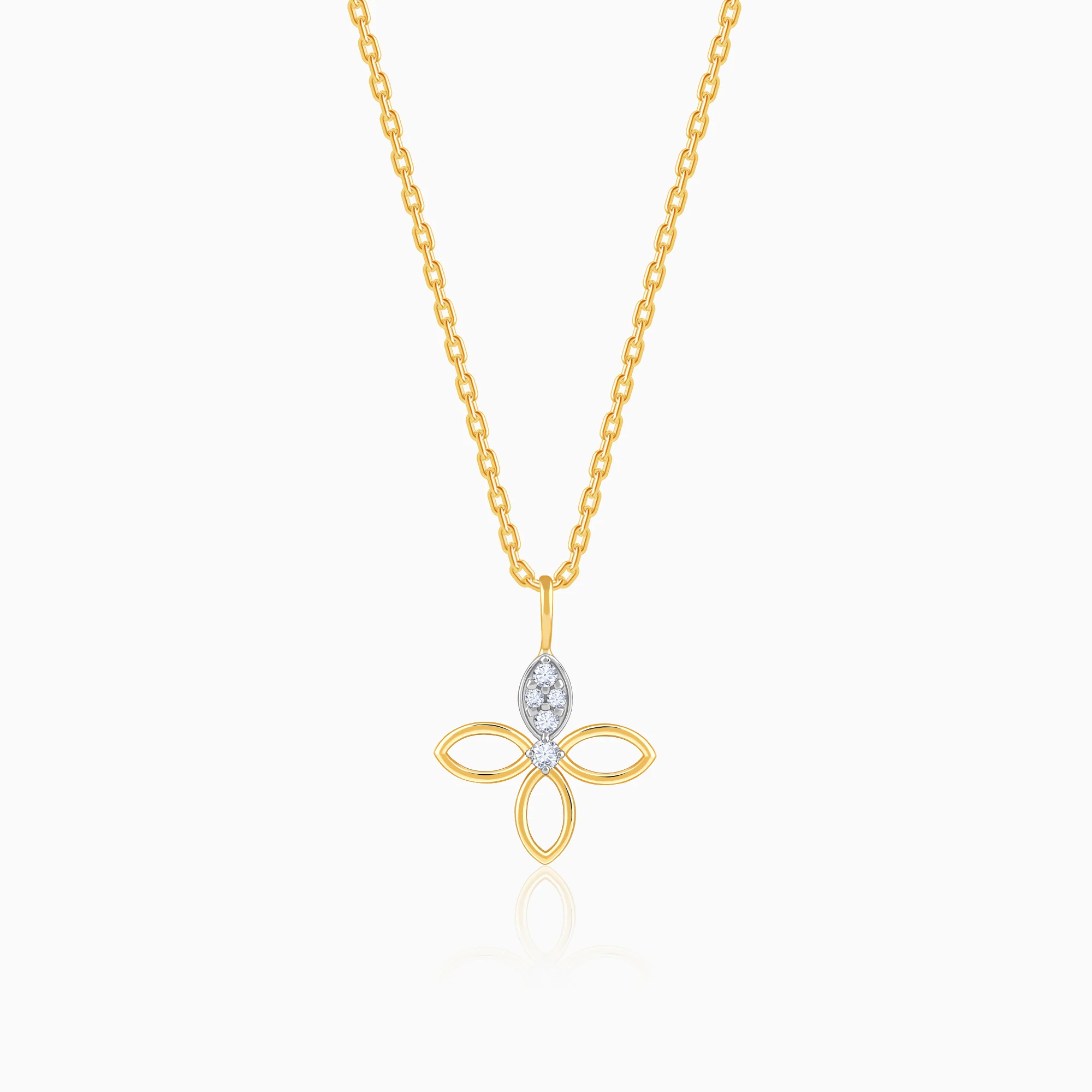 Gold Petal Sparkle Lab Grown Diamond Pendant