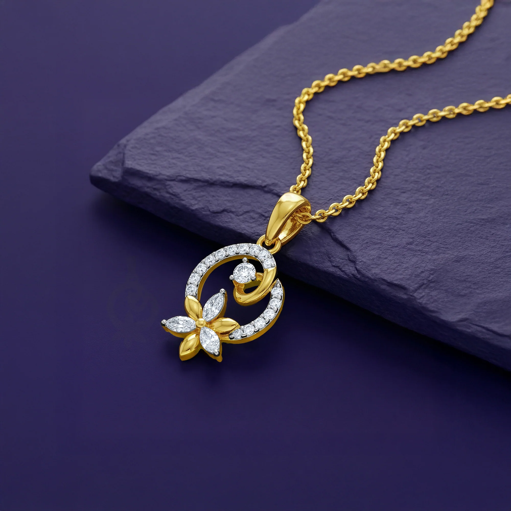 Gold Petal Whisper Lab Grown Diamond Pendant - Image 2