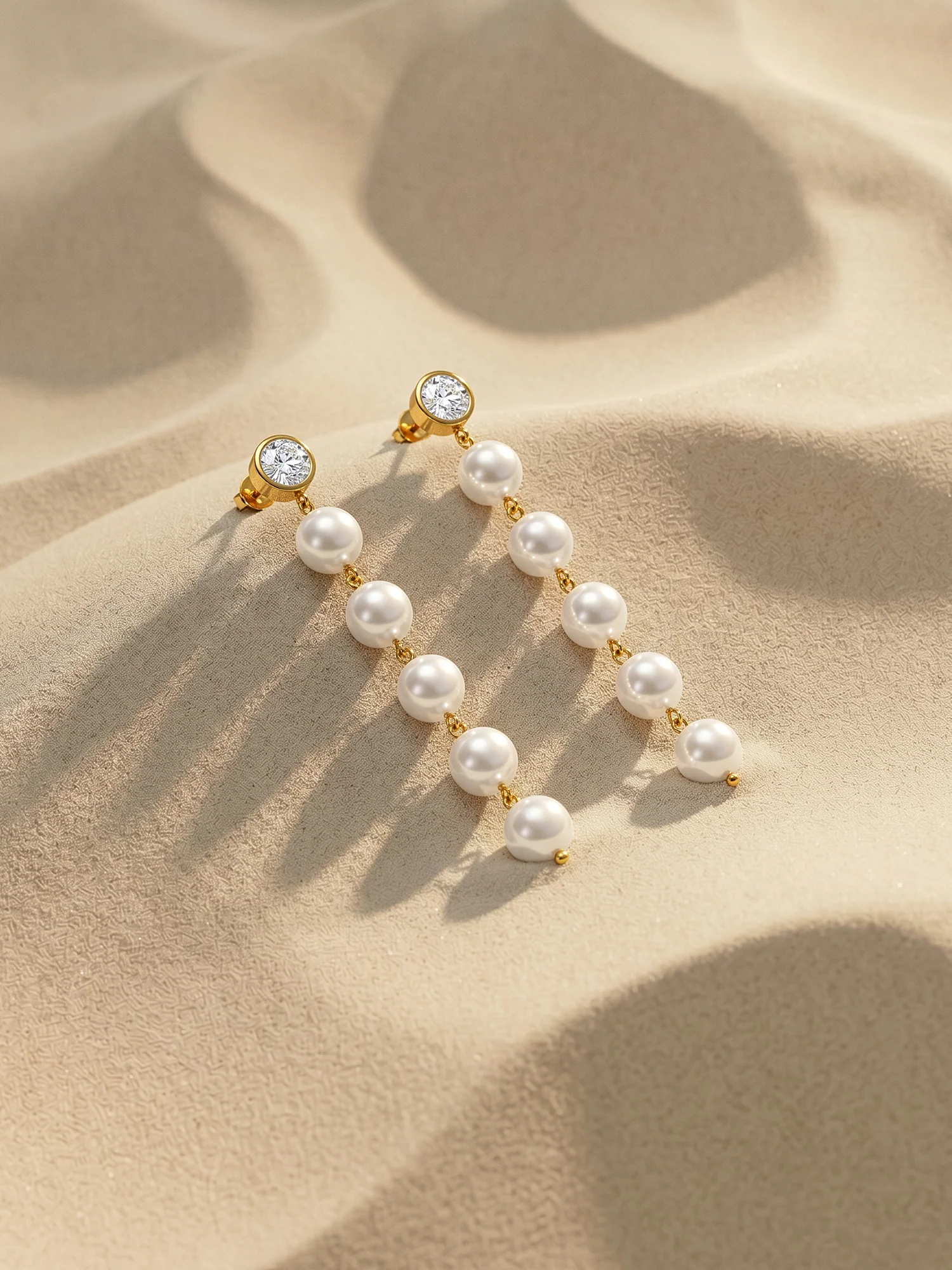 Gold Plated Moon Stack Danglers - Image 2