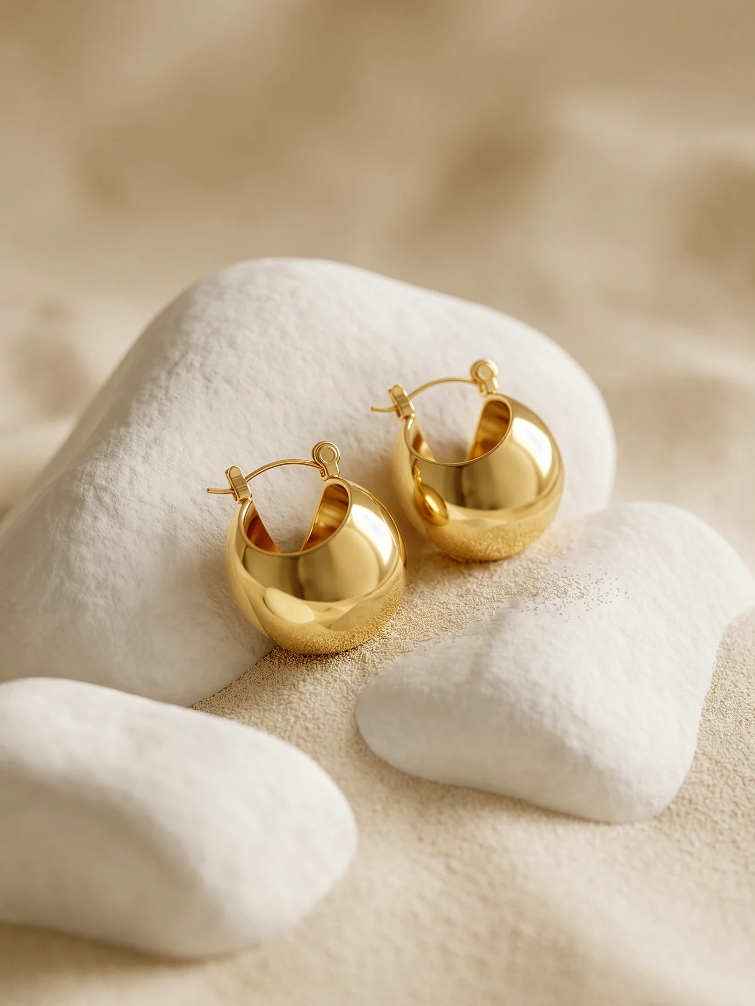 Gold Plated Ship Hoop Earrings