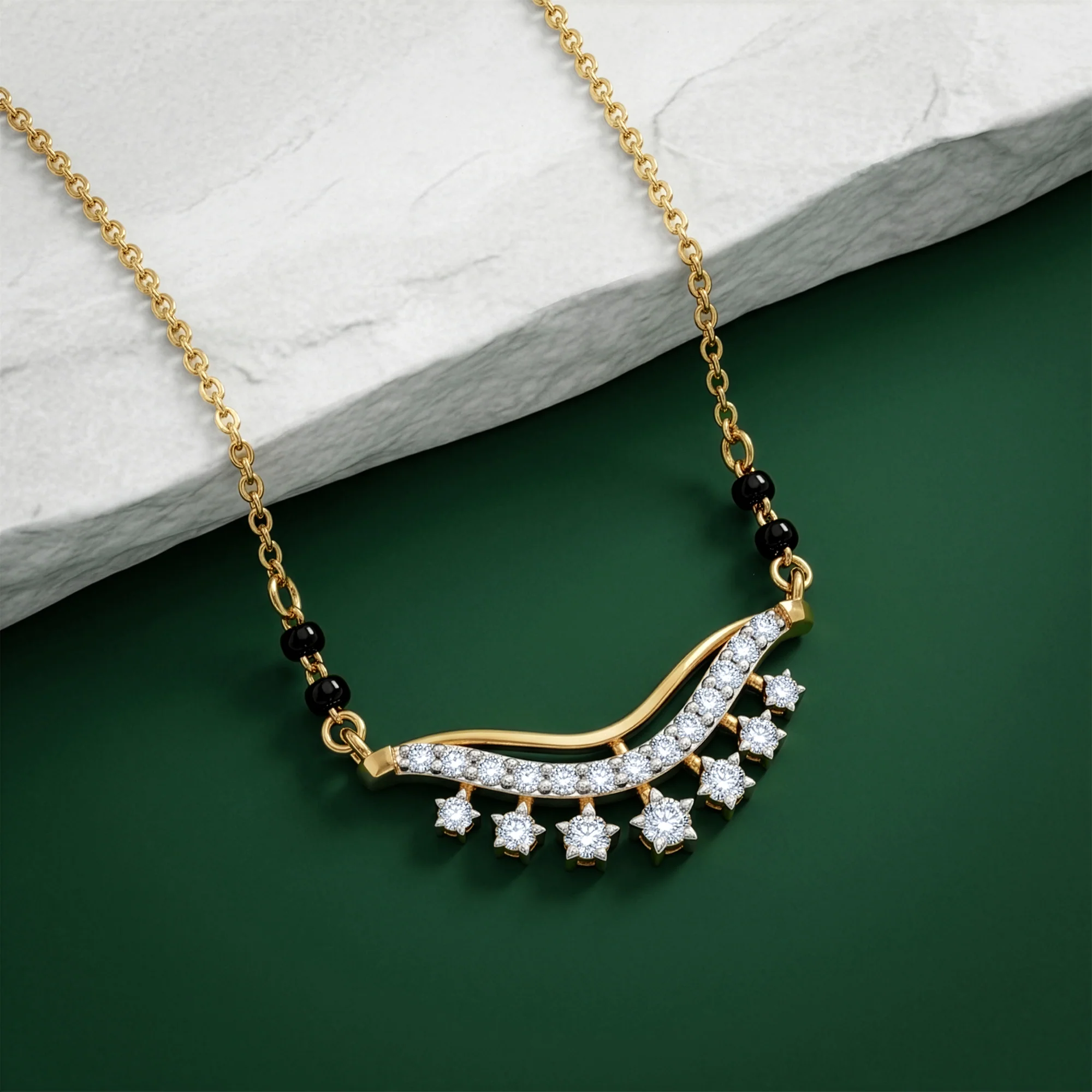 Gold Pooja Lab Grown Diamond Mangalsutra - Image 2