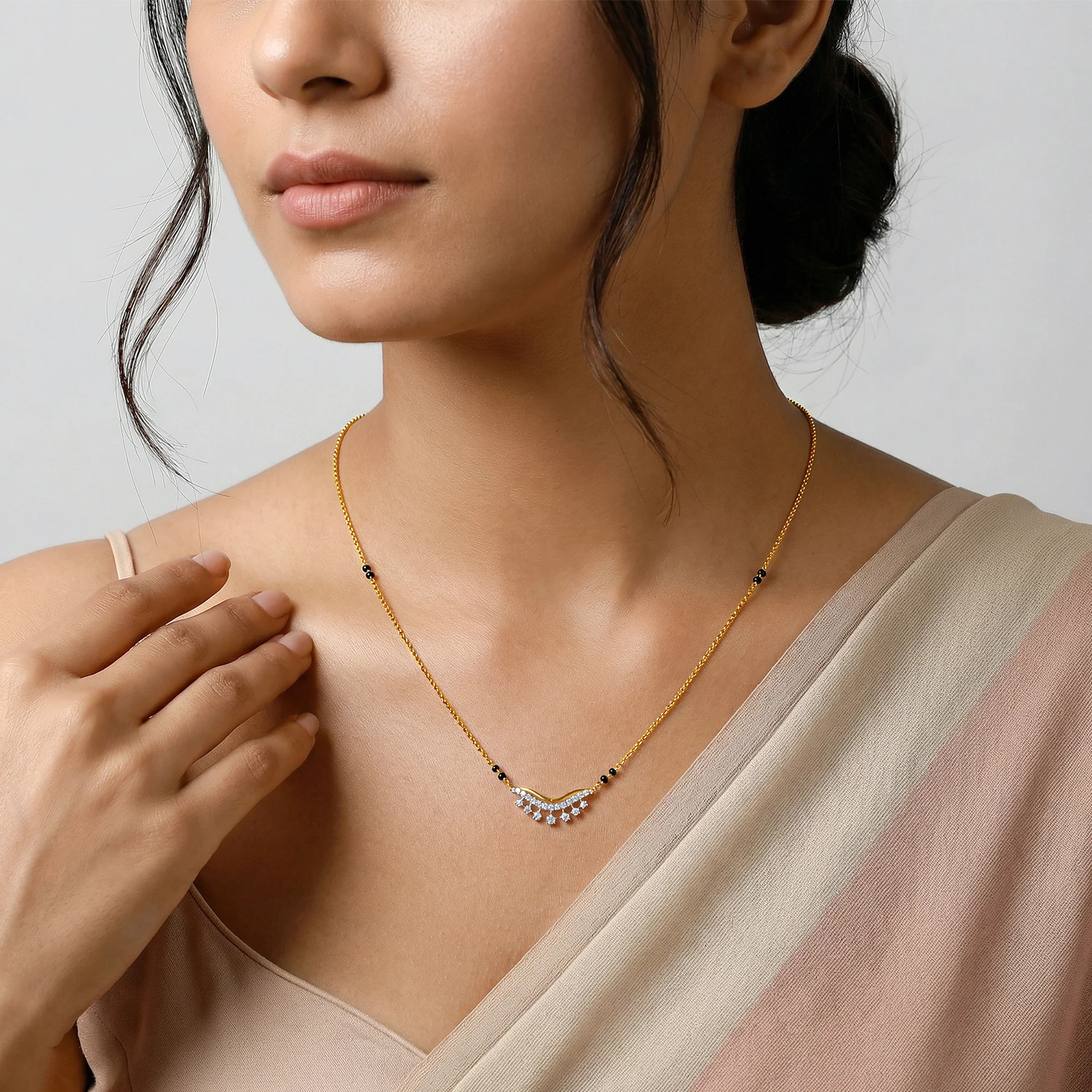 Gold Pooja Lab Grown Diamond Mangalsutra - Image 3