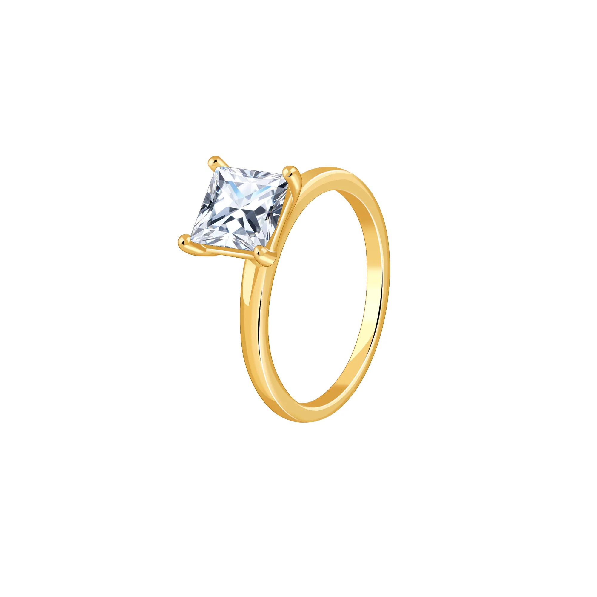 Gold Princess Cut Solitaire Lab Grown Diamond Ring - Image 4