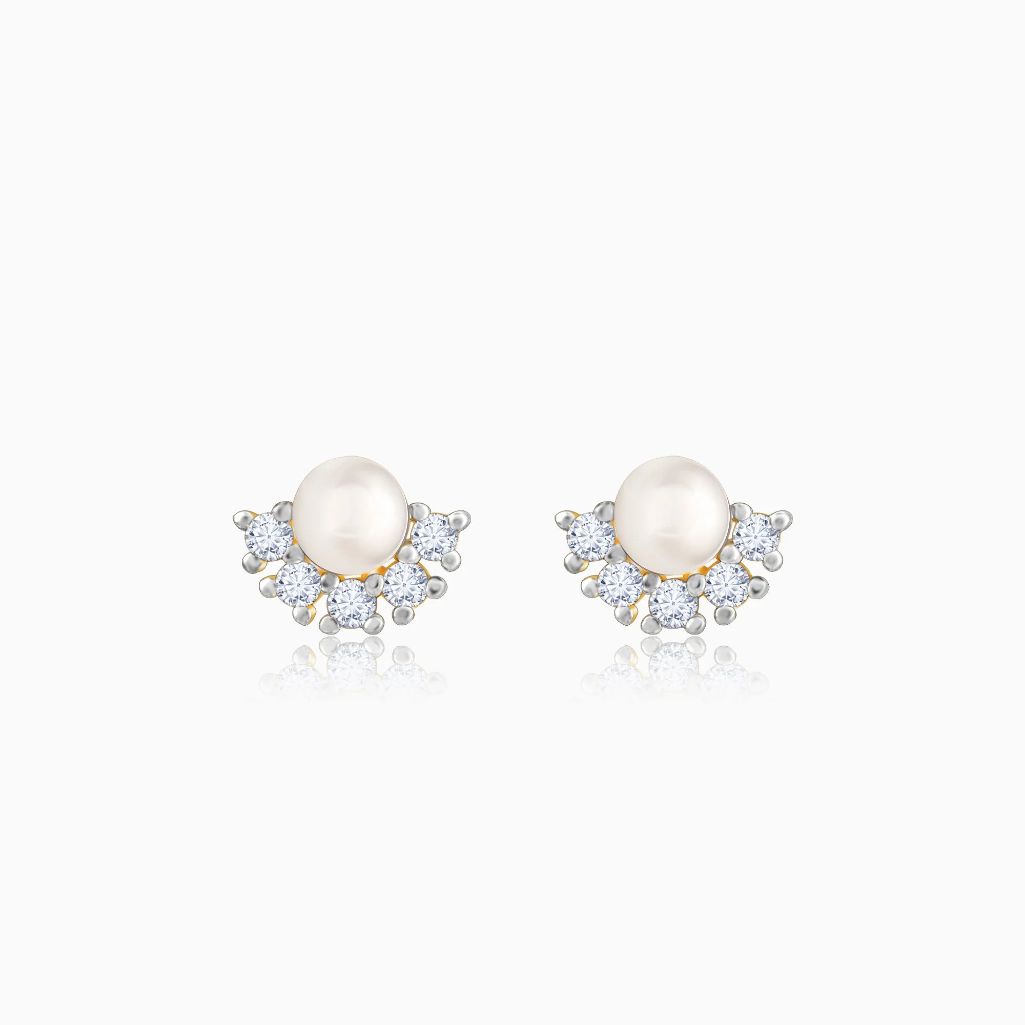 Gold Promise Of Pearl Diamond Earrings