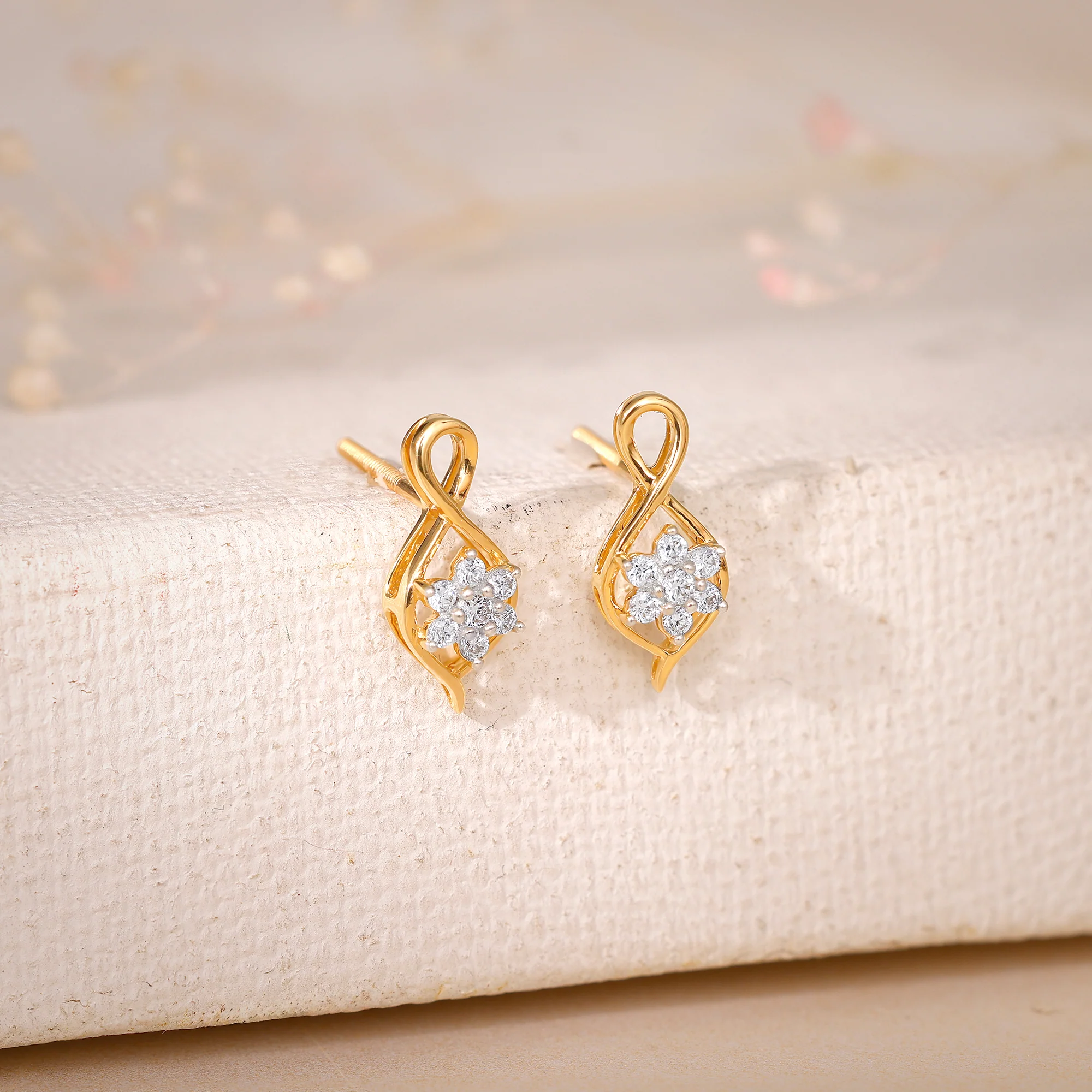 Gold Pure Flora Diamond Earrings - Image 2