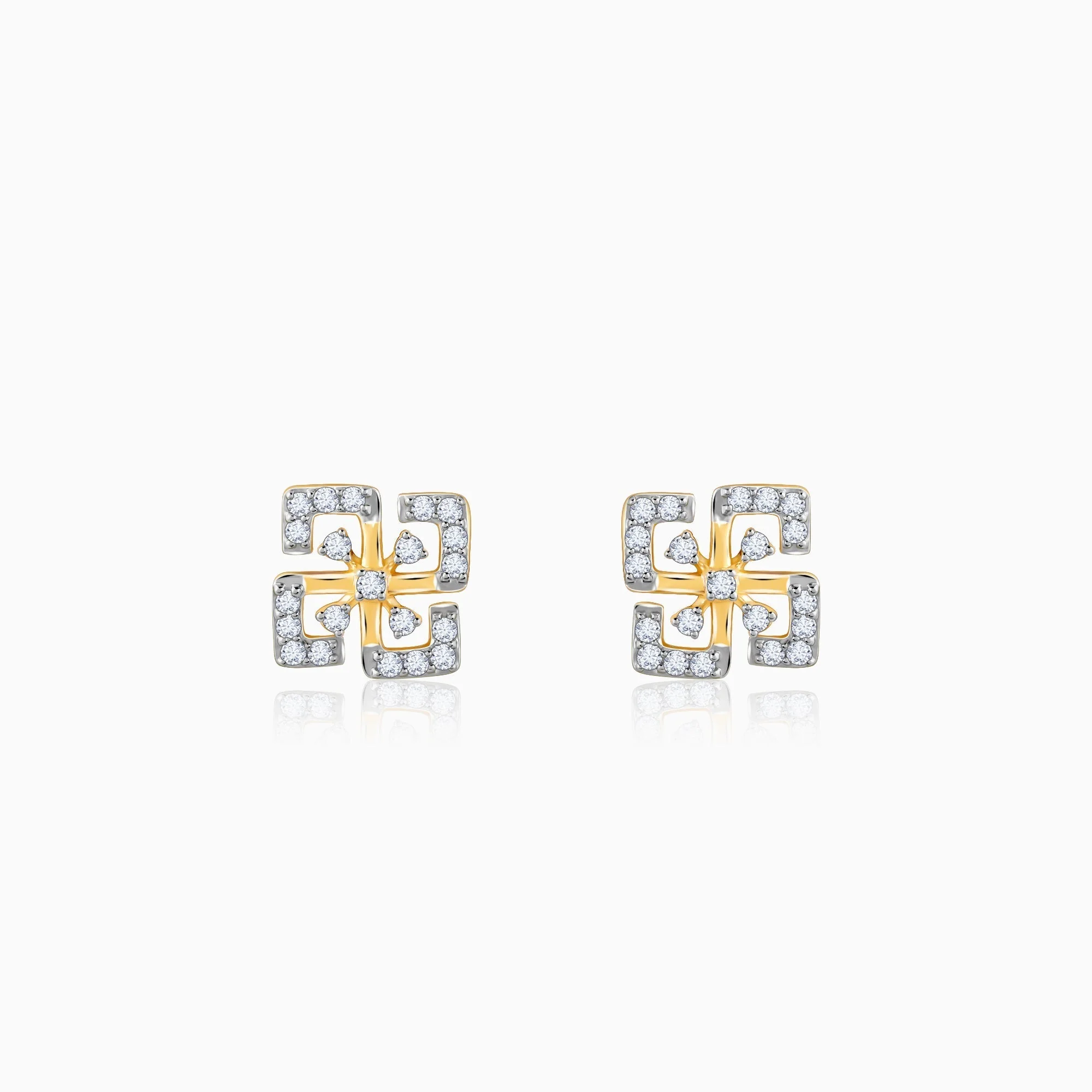 Gold Quadrado Diamond Earrings
