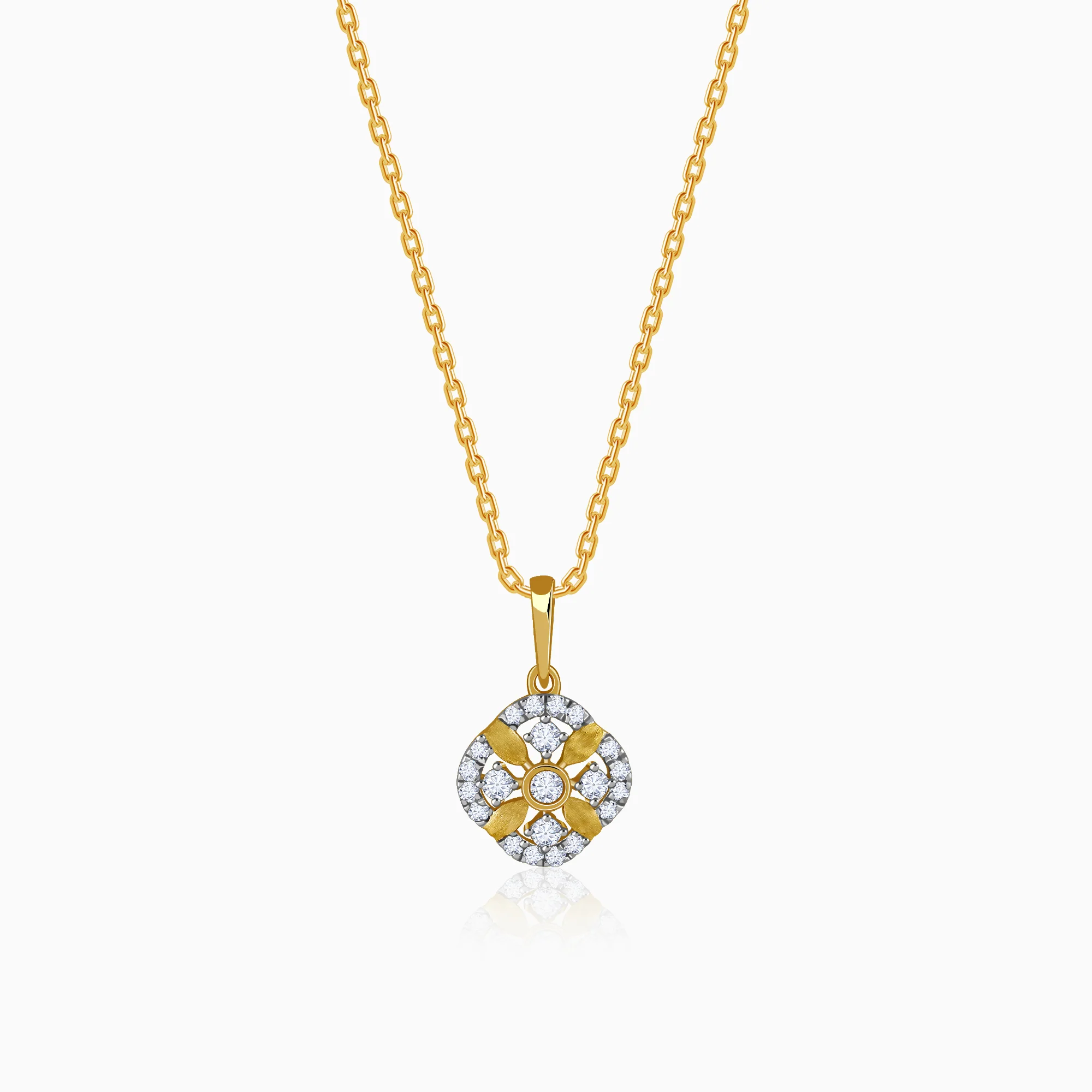 Gold Quiet Flower Lab Grown Diamond Pendant
