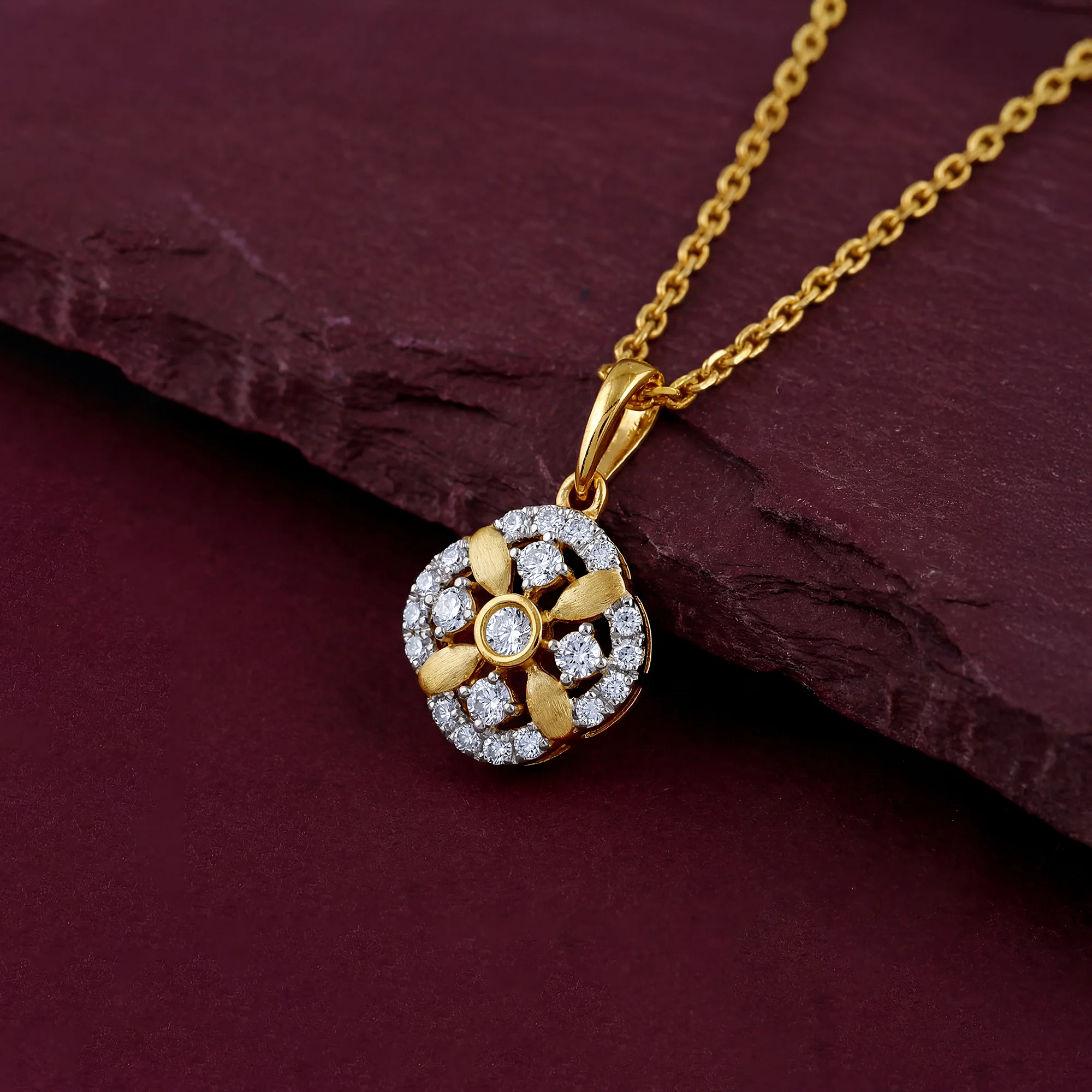 Gold Quiet Flower Lab Grown Diamond Pendant - Image 2