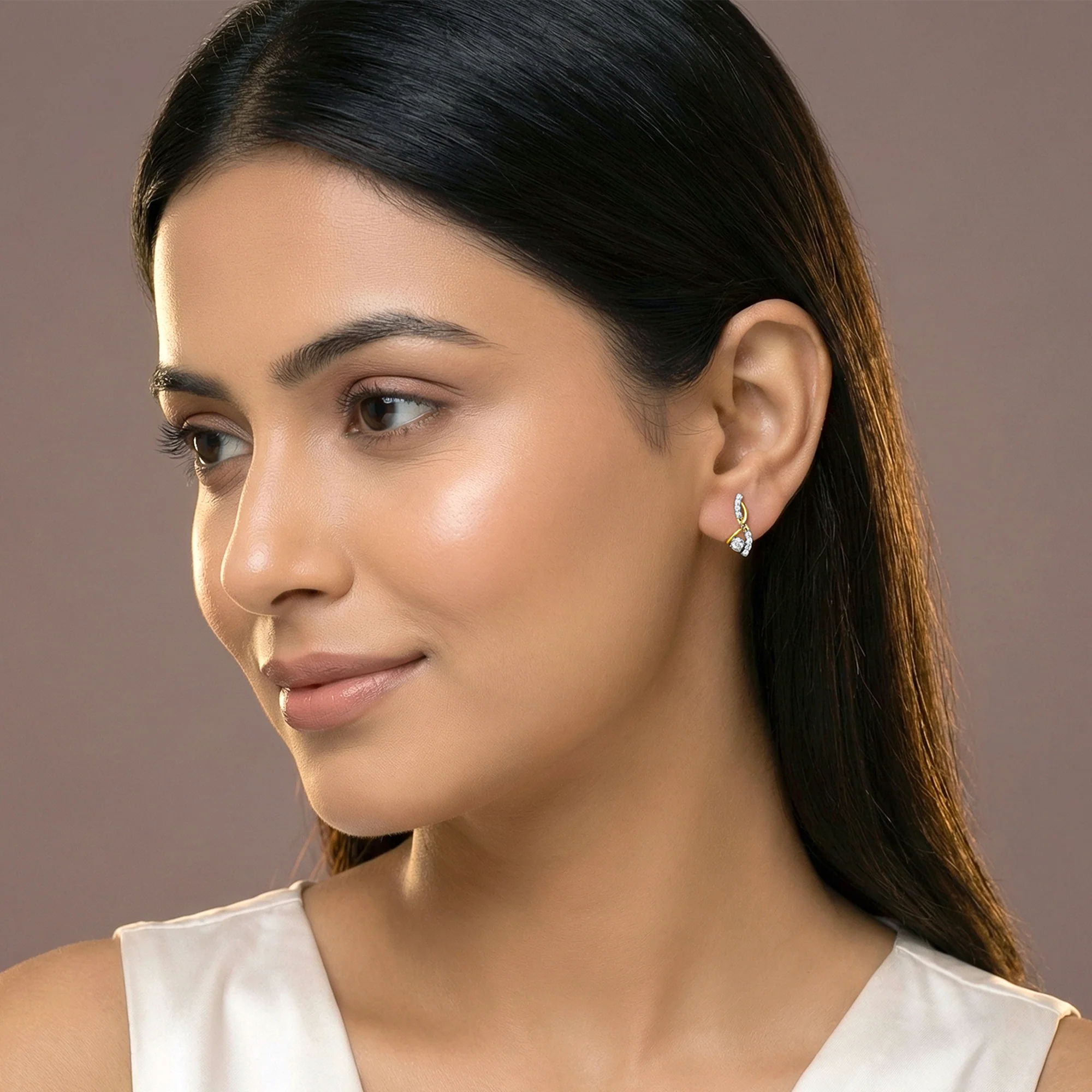 Gold Rising Style Lab Grown Diamond Earrings - Image 3