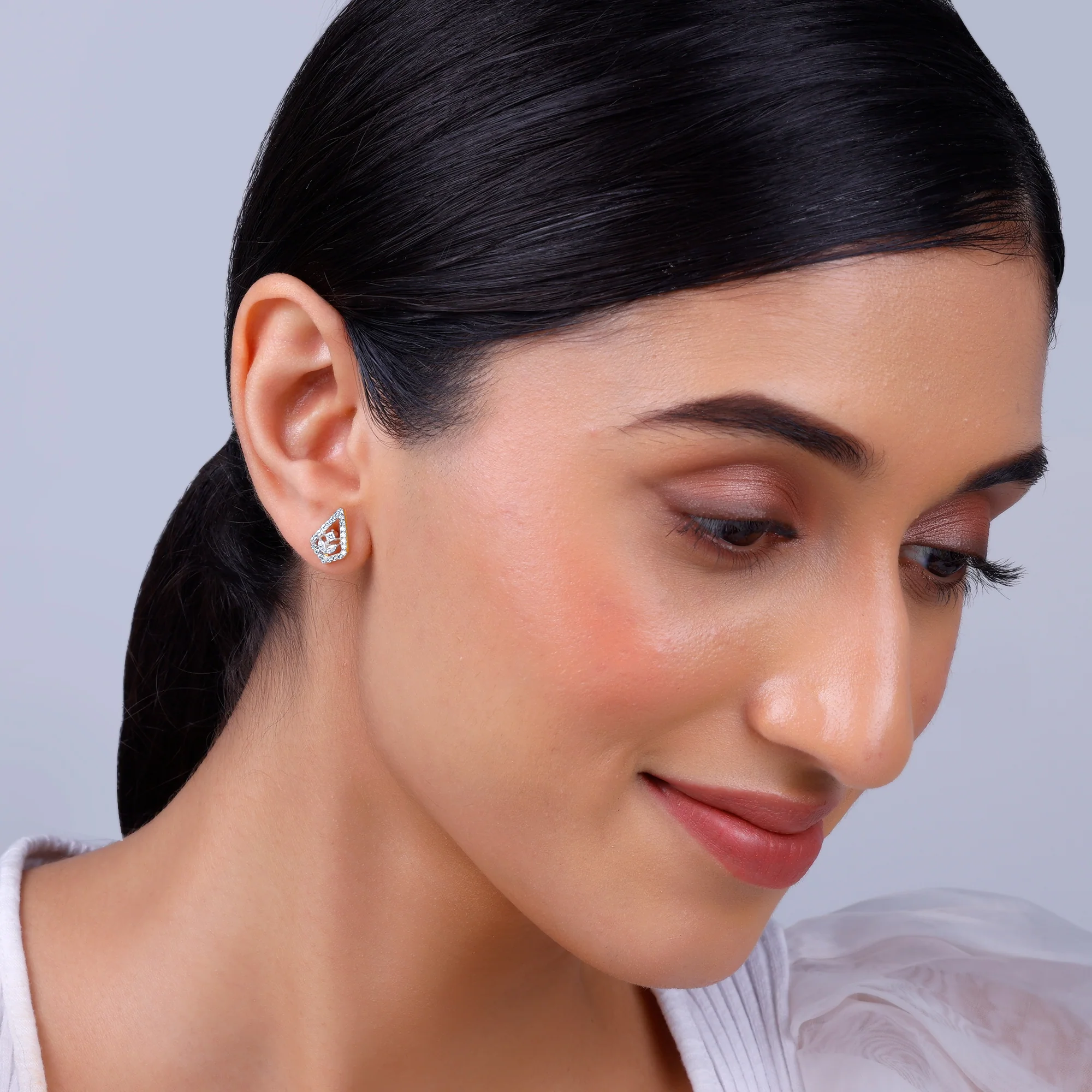Gold Sacred Flame Diamond Earrings - Image 3