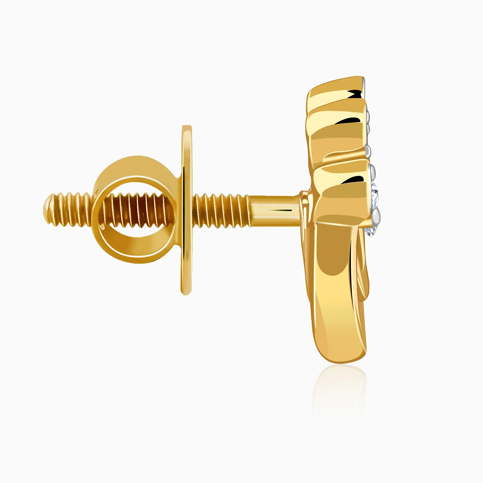 Gold Serenity Floral Lab Grown Diamond Earrings - Image 5