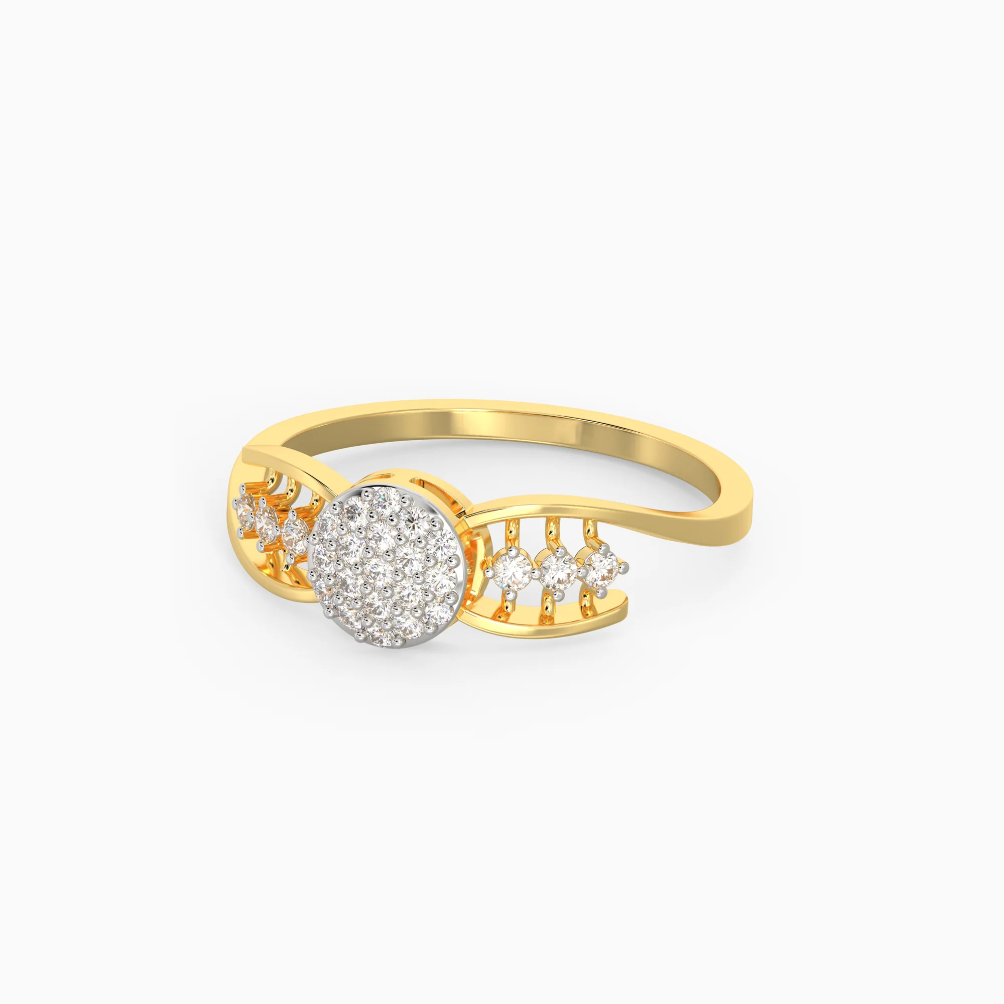 Gold Shining Cluster Diamond Ring - Image 4