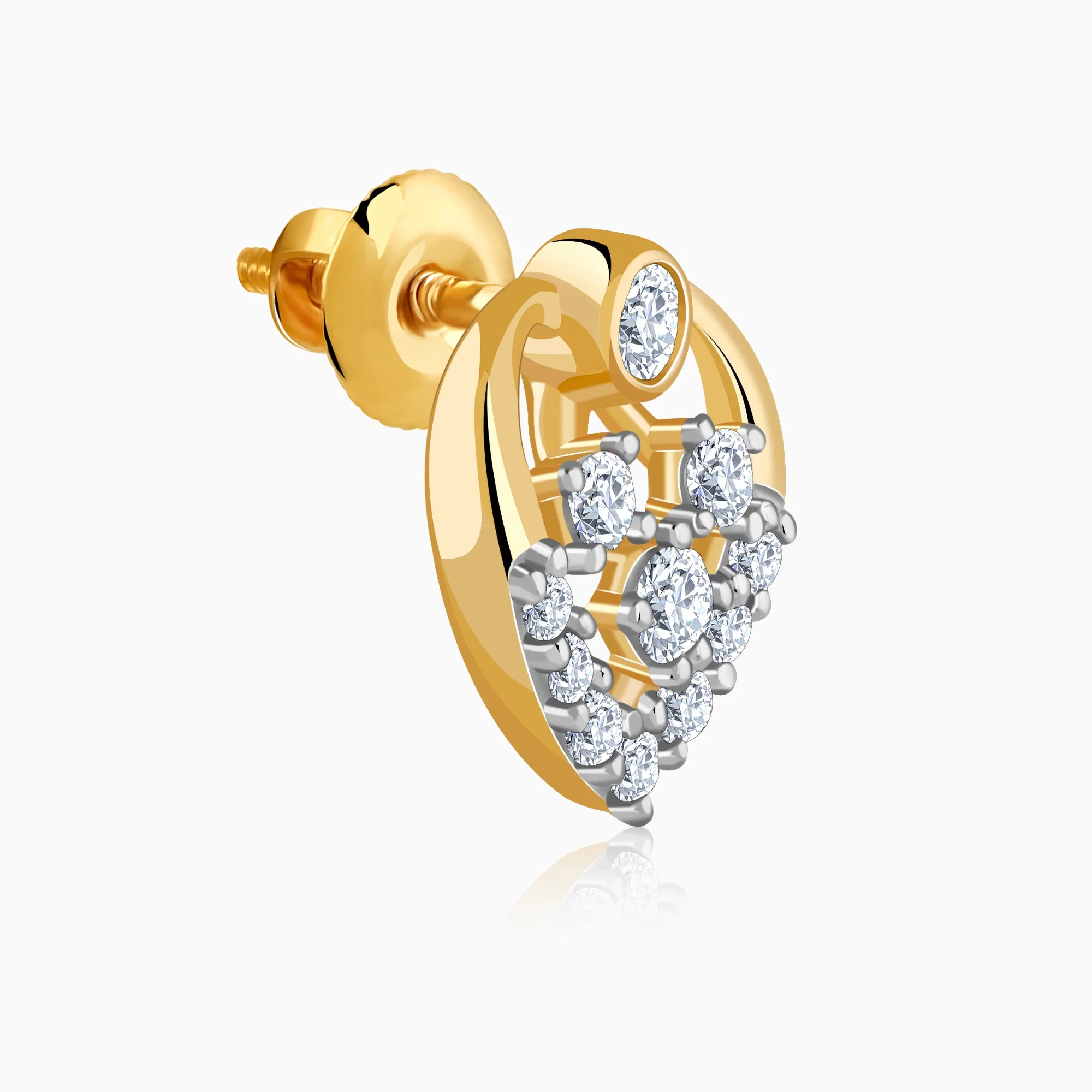 Gold Sleek Leaf Lab Grown Diamond Studs - Image 4