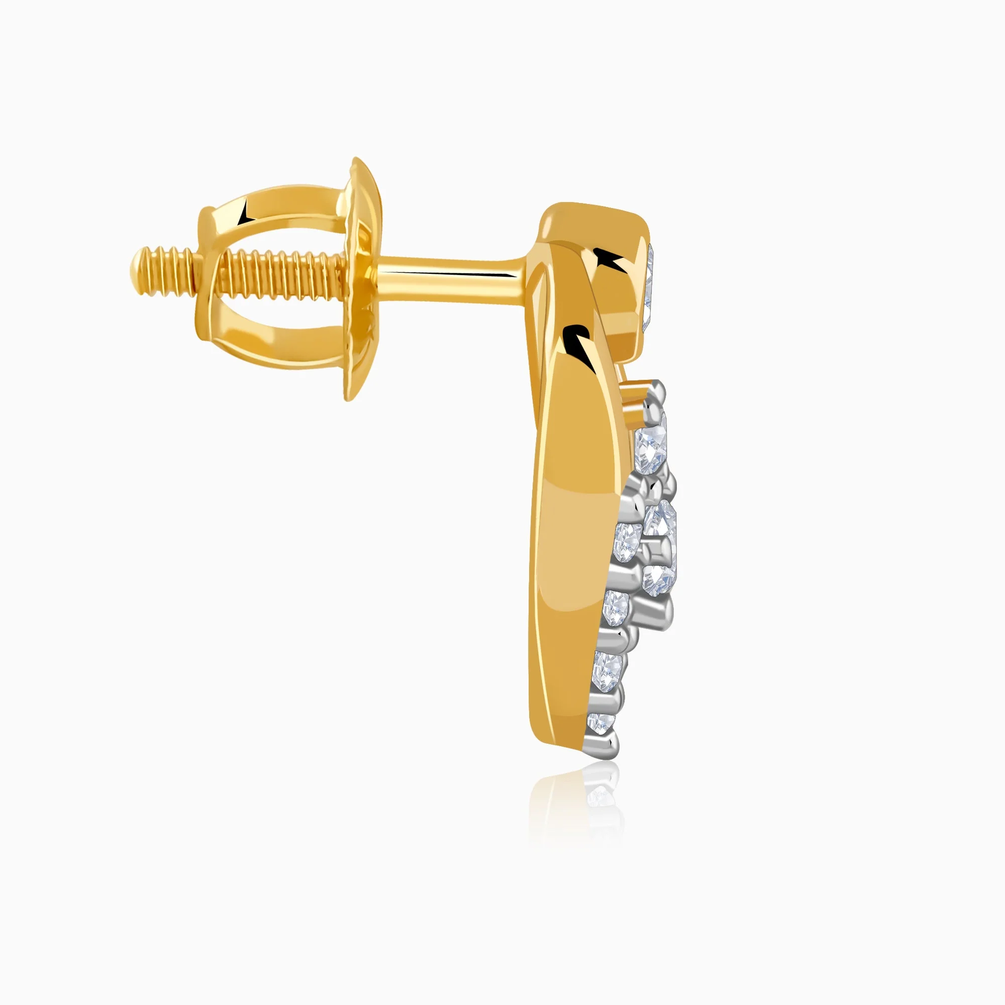 Gold Sleek Leaf Lab Grown Diamond Studs - Image 5