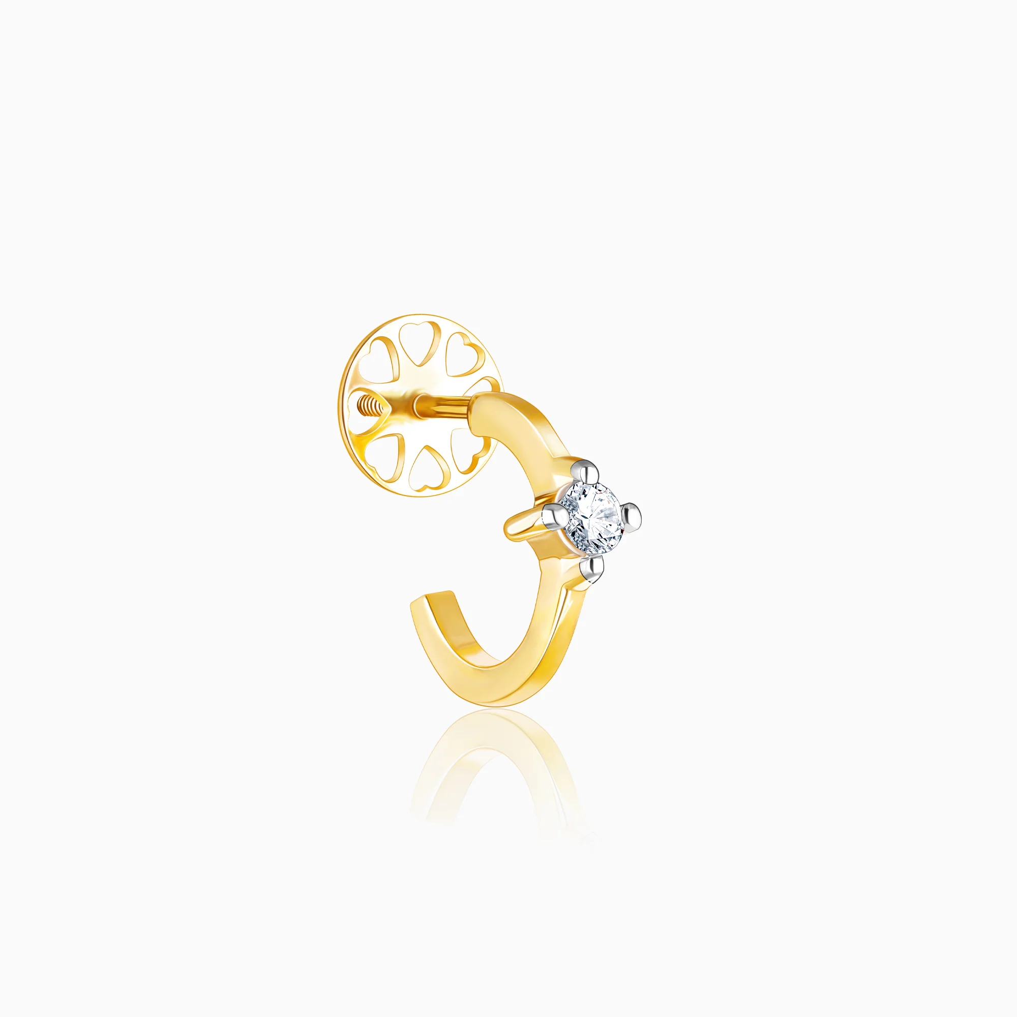 Gold Solitaire Hoop Diamond Earrings - Image 4