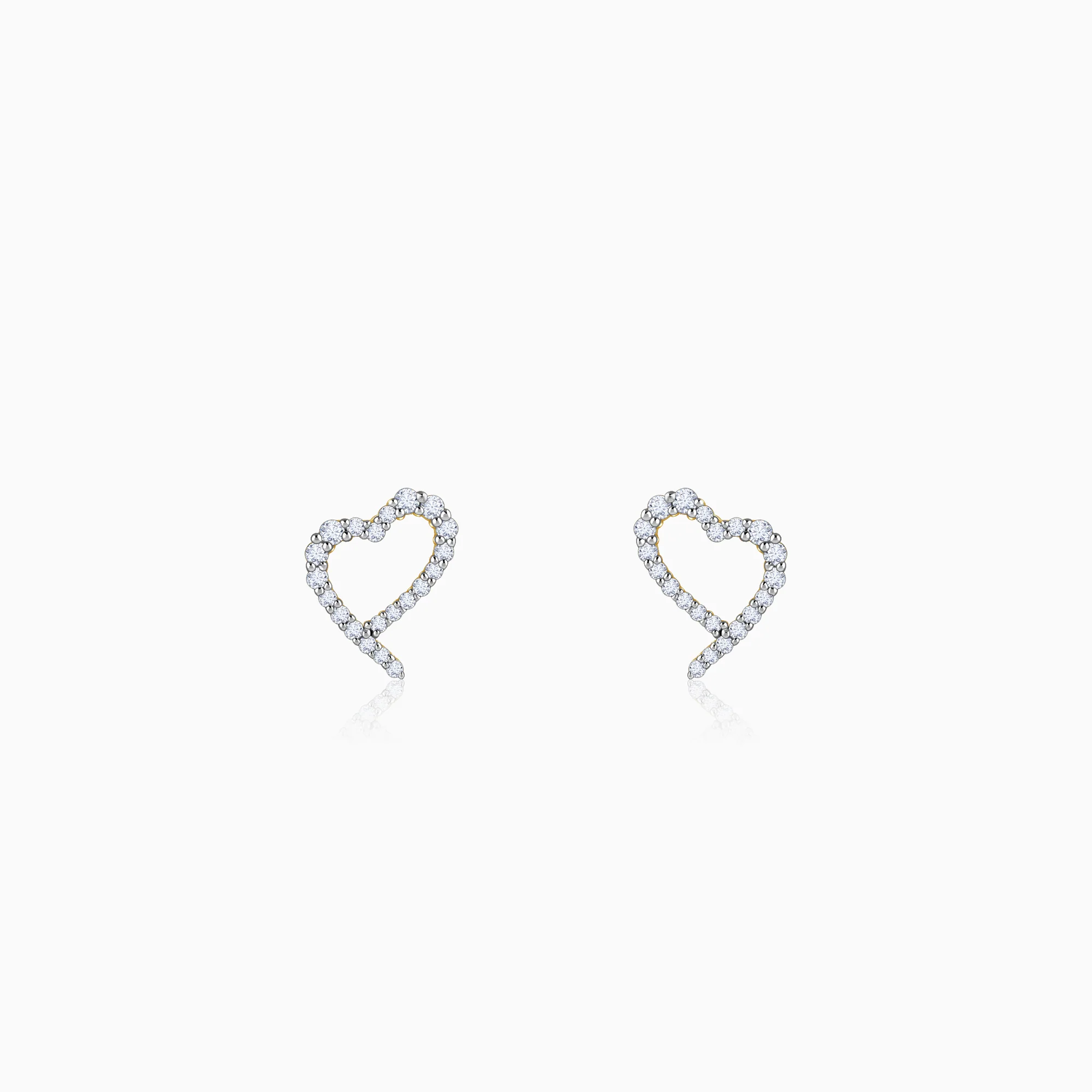 Gold Sparkle Heart Lab Grown Diamond Earrings