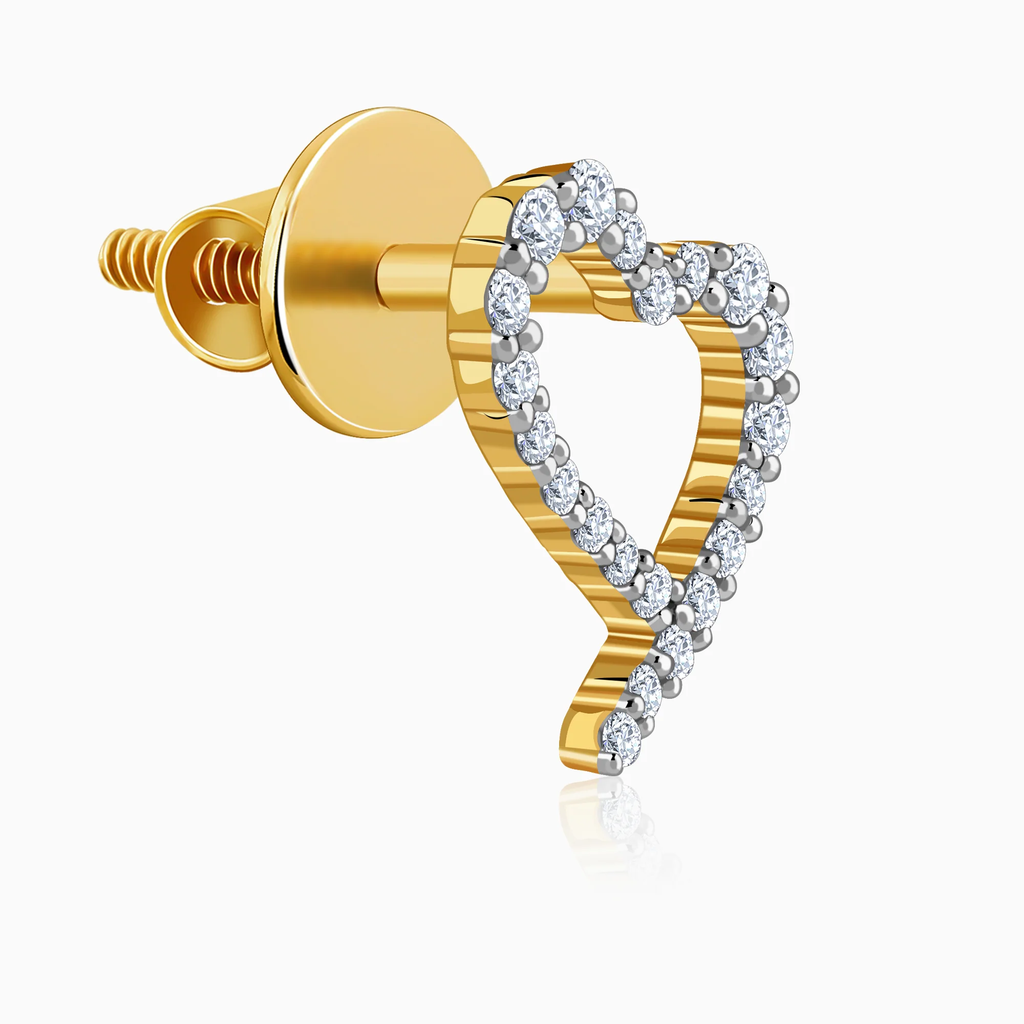 Gold Sparkle Heart Lab Grown Diamond Earrings - Image 4