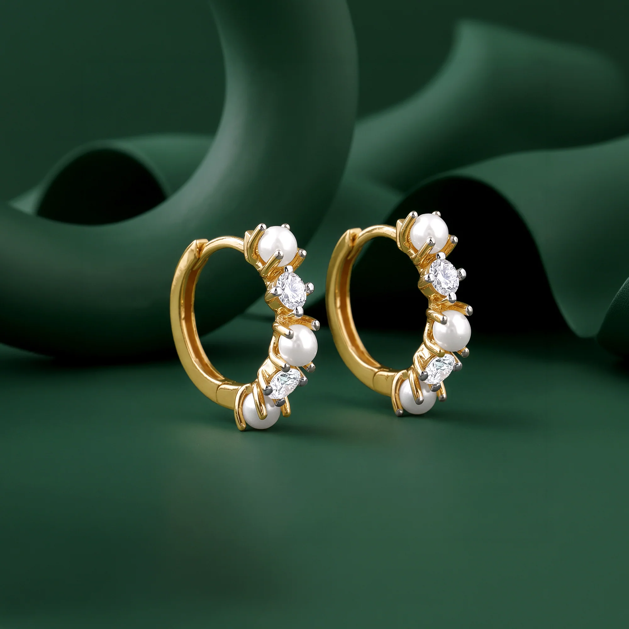 Gold Splendida Lab Grown Diamond Hoop Earrings - Image 2