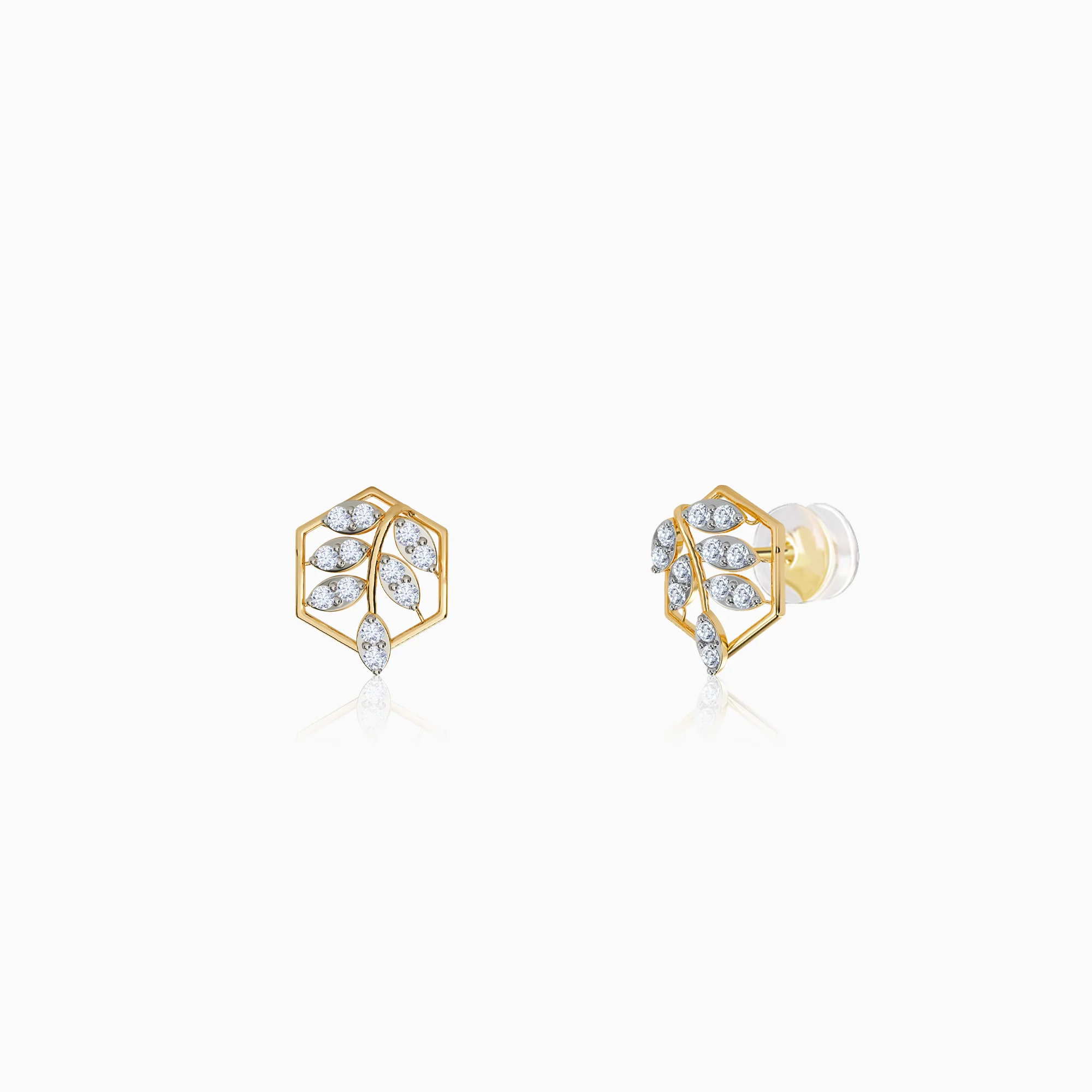Gold Spring Leaf Lab Grown Diamond Studs - Image 5